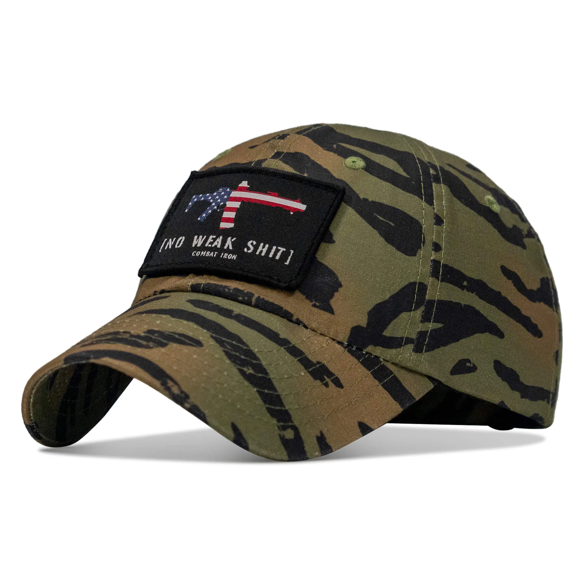 No Weak Shit American Flag Rifle Patch Tactical Ripstop Mesh Snapback Hat - Image 14