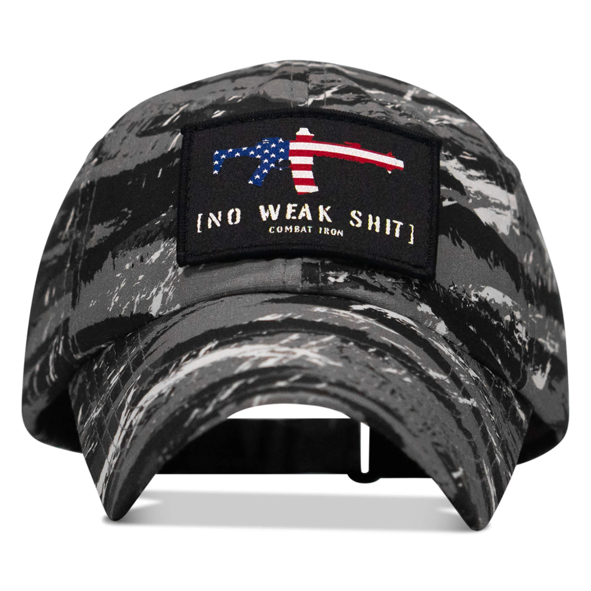 No Weak Shit American Flag Rifle Patch Tactical Ripstop Mesh Snapback Hat - Image 7
