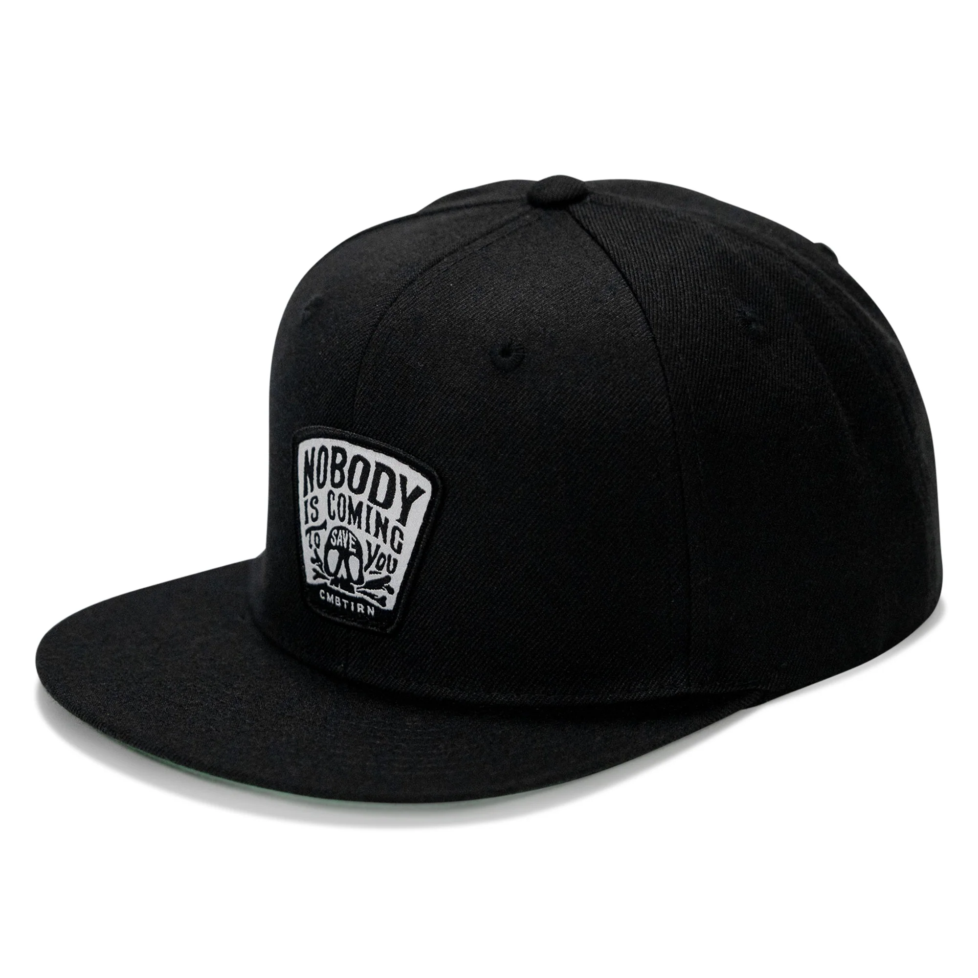 Nobody Is Coming To Save You Skull Patch Flatbill Snapback Hat - Image 2