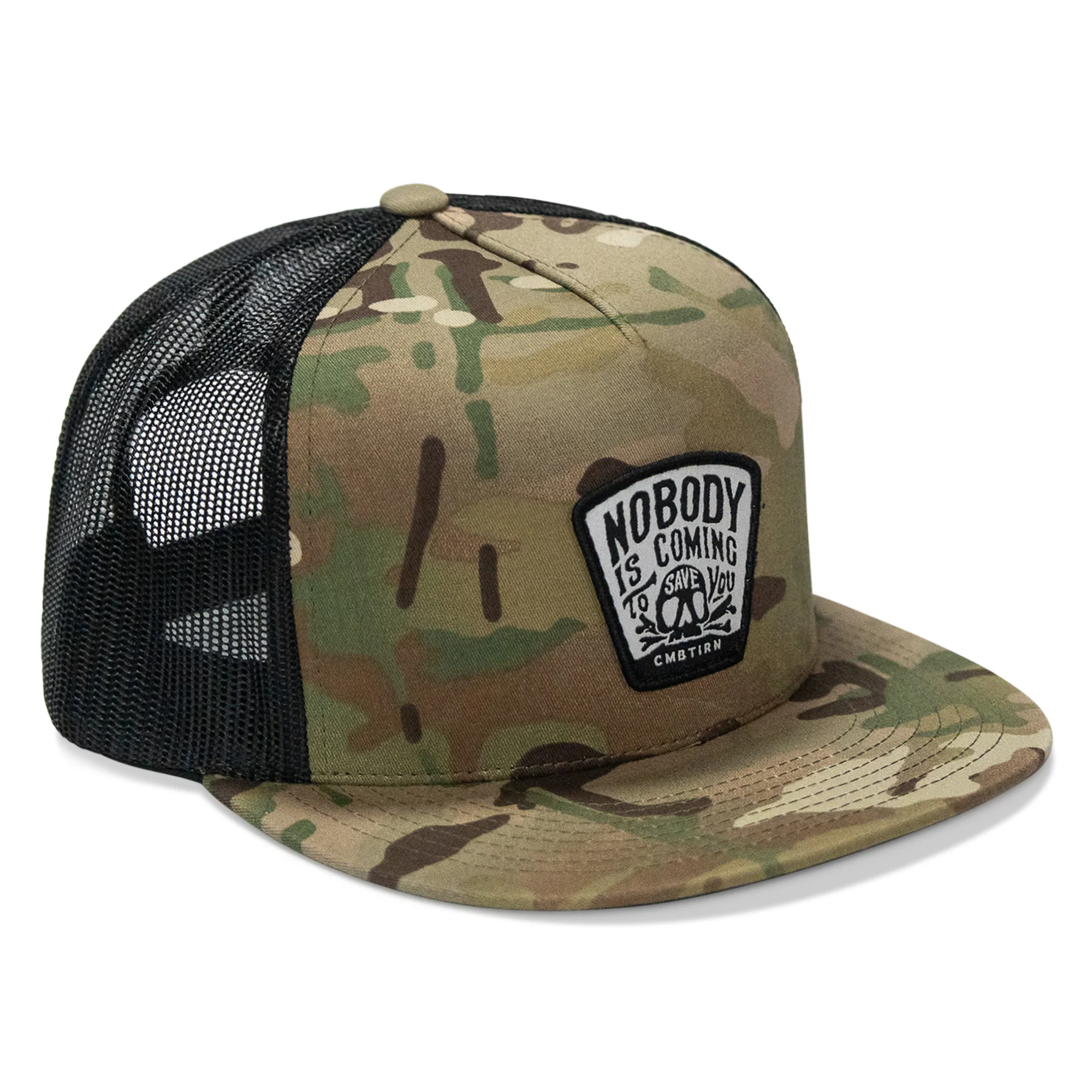 Nobody Is Coming To Save You Skull Patch Flatbill Snapback Hat - Image 23