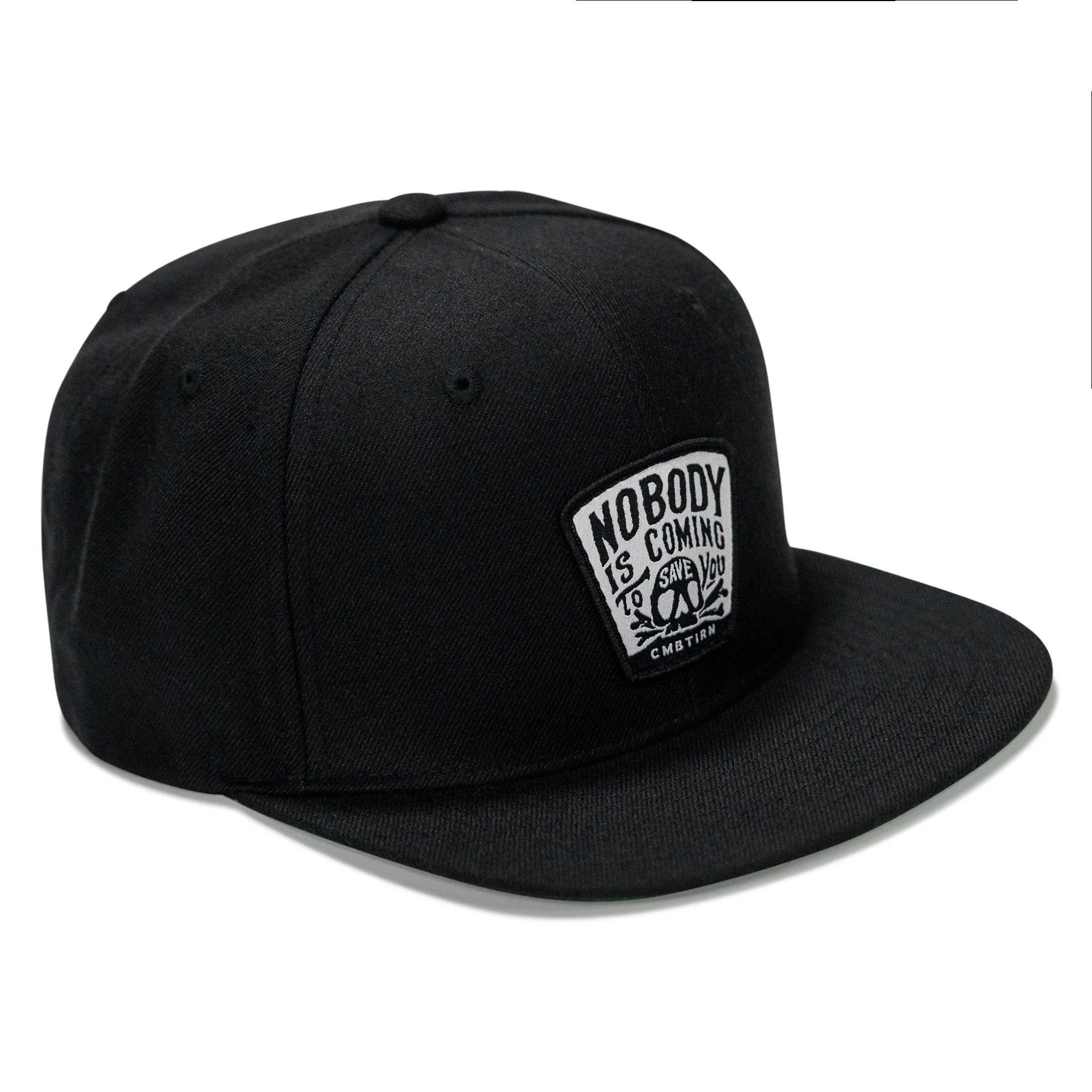 Nobody Is Coming To Save You Skull Patch Flatbill Snapback Hat - Image 3