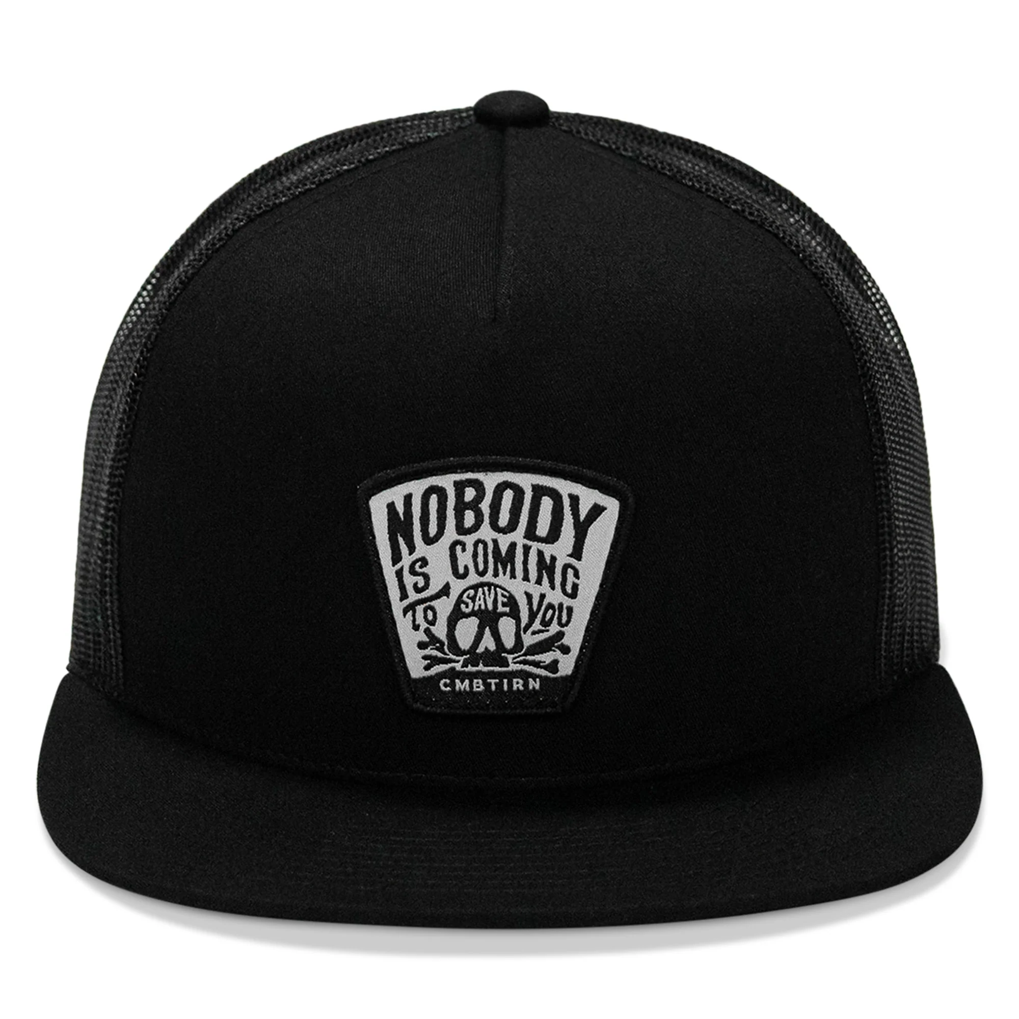 Nobody Is Coming To Save You Skull Patch Flatbill Snapback Hat - Image 6