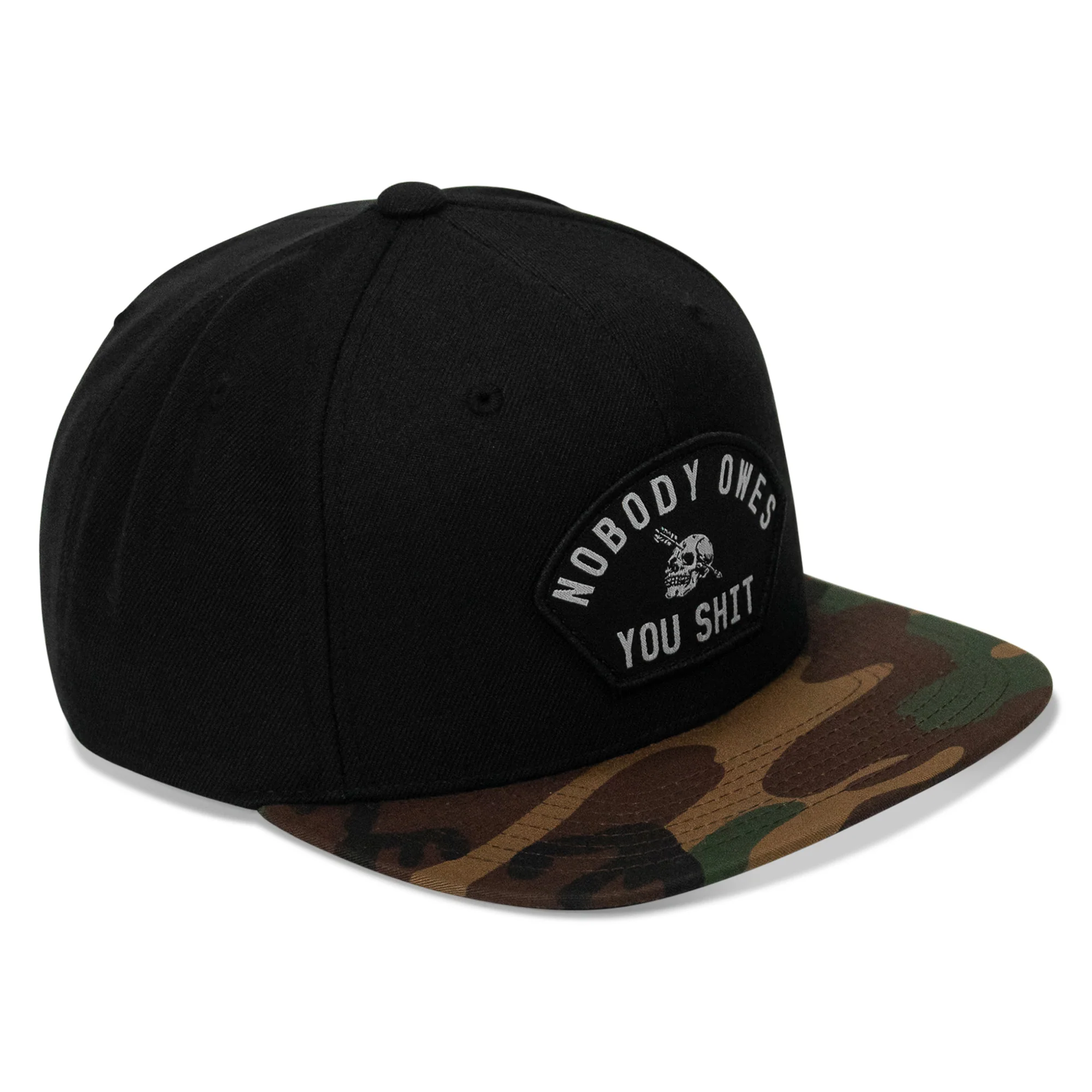 Nobody Owes You Shit Arched Patch Flatbill SnapBack Hat - Image 2