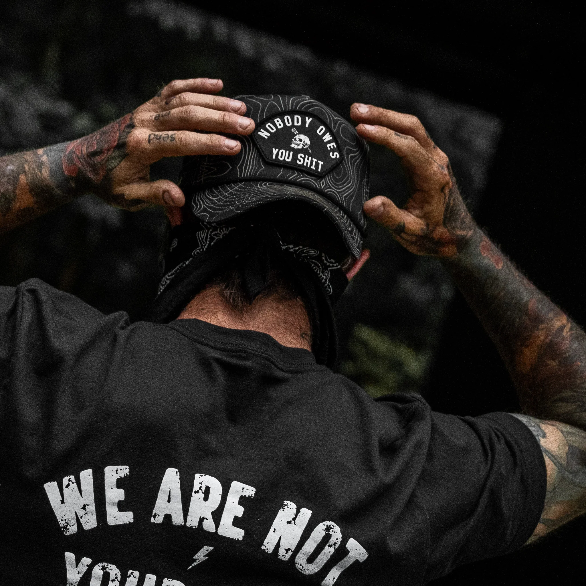 Nobody Owes You Shit Arched Patch Waterproof Weekender Snapback - Image 59