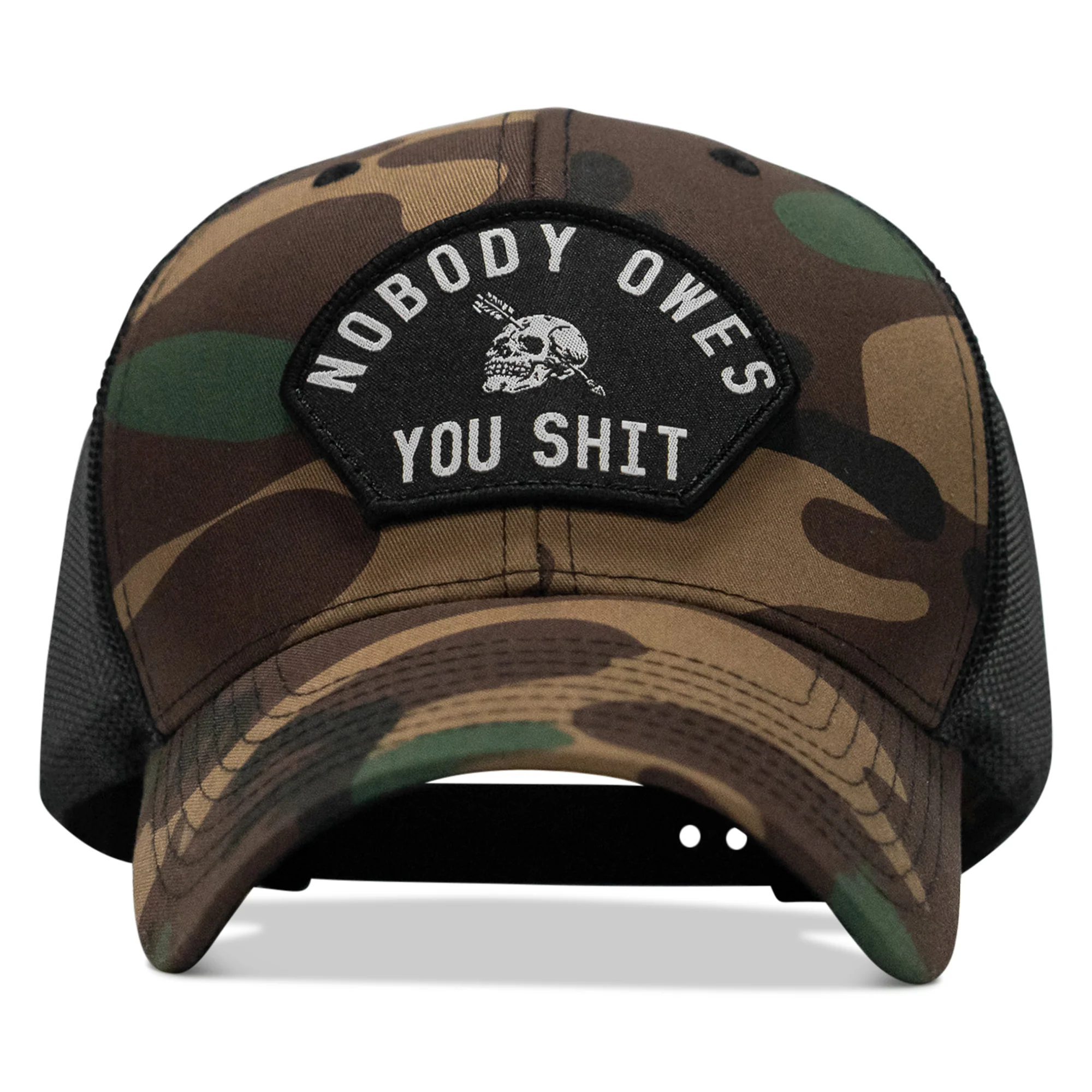 Nobody Owes You Shit Arched Skull Patch Snapback