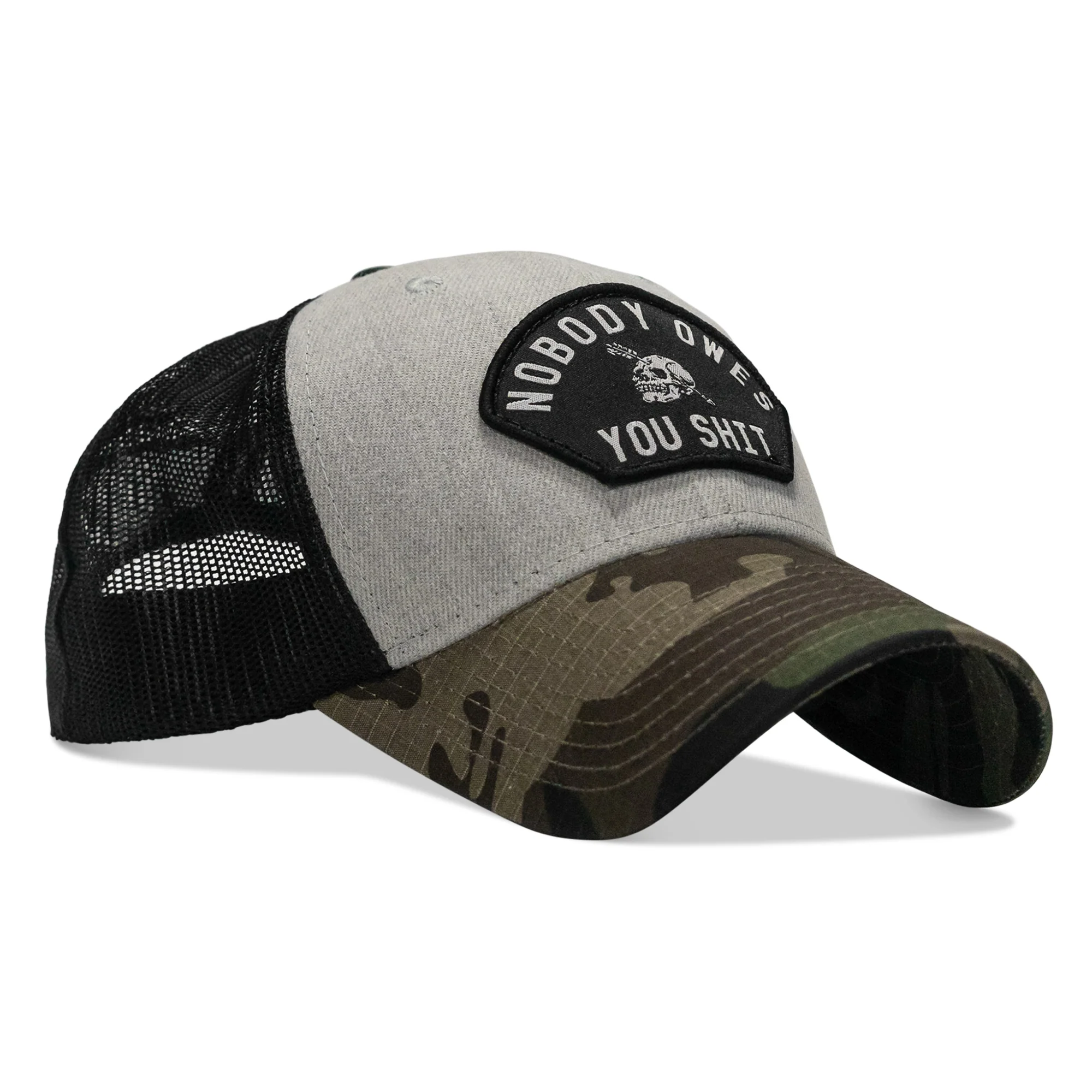 Nobody Owes You Shit Arched Skull Patch Snapback - Image 25