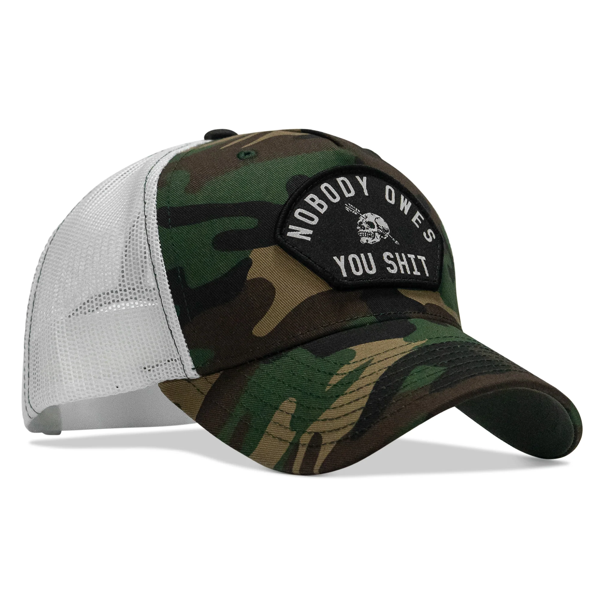 Nobody Owes You Shit Arched Skull Patch Snapback - Image 7