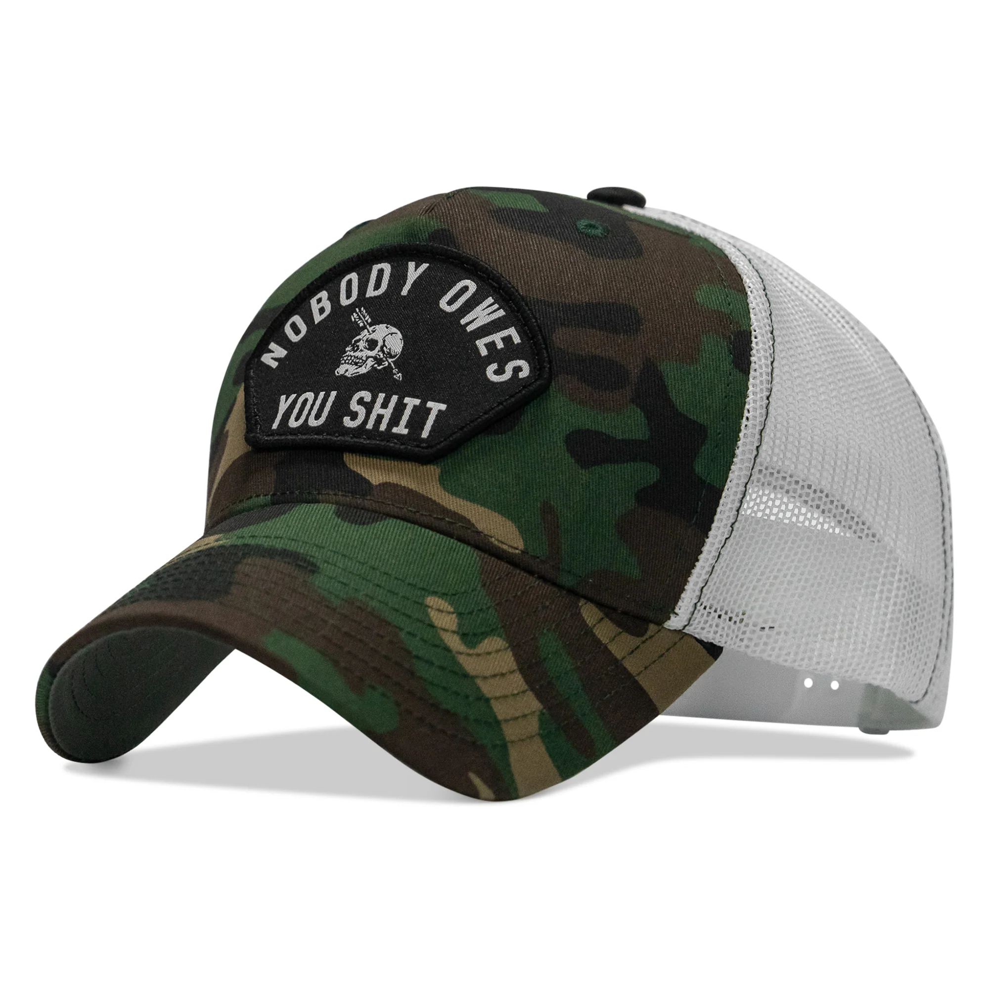 Nobody Owes You Shit Arched Skull Patch Snapback - Image 8