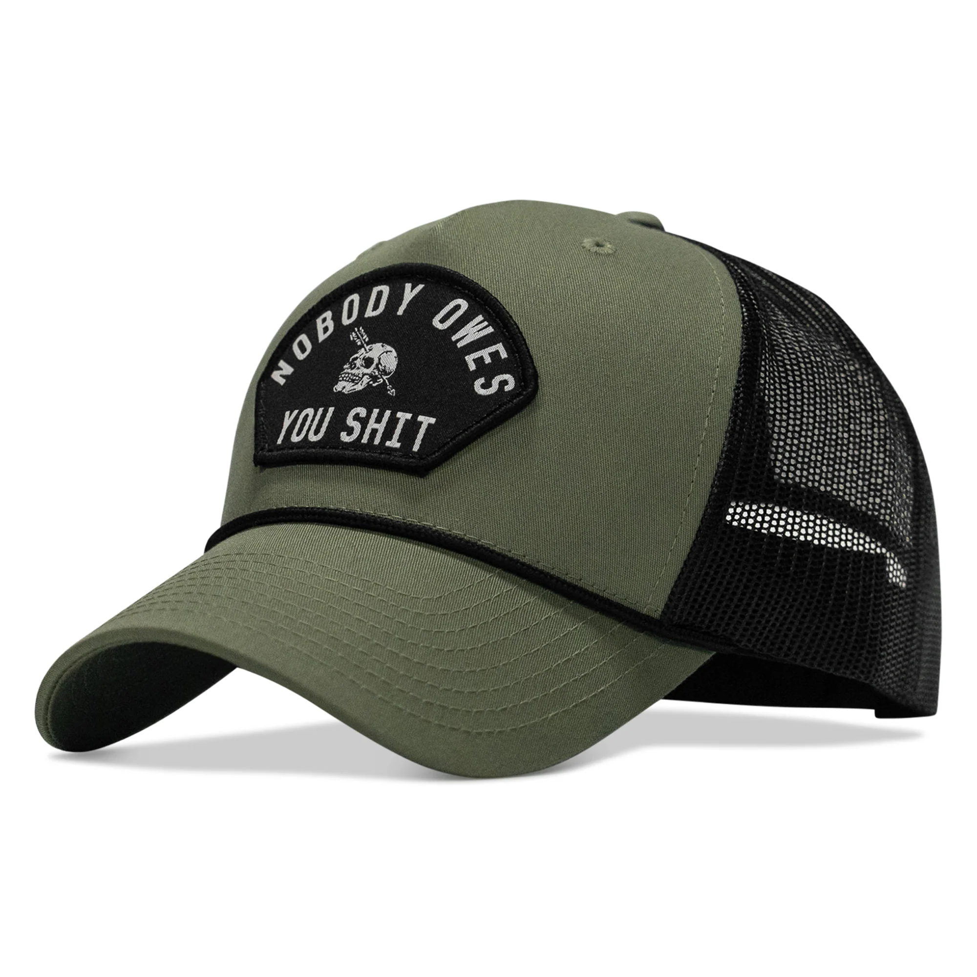 Nobody Owes You Shit Skull Arched Patch Rope Snapback - Image 16