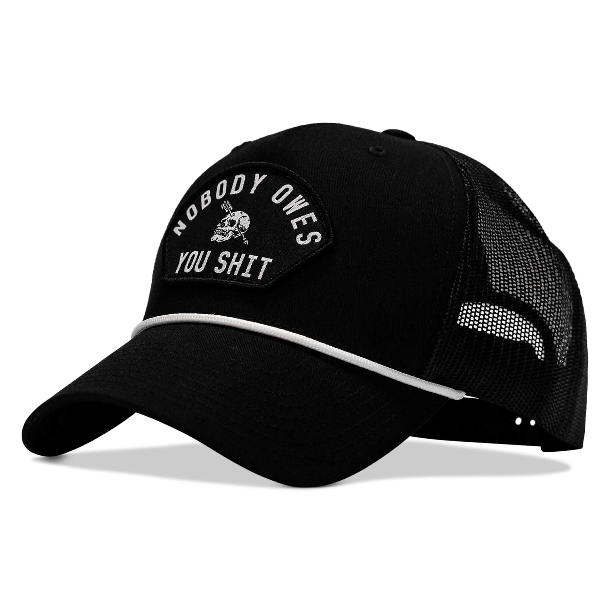 Nobody Owes You Shit Skull Arched Patch Rope Snapback - Image 3