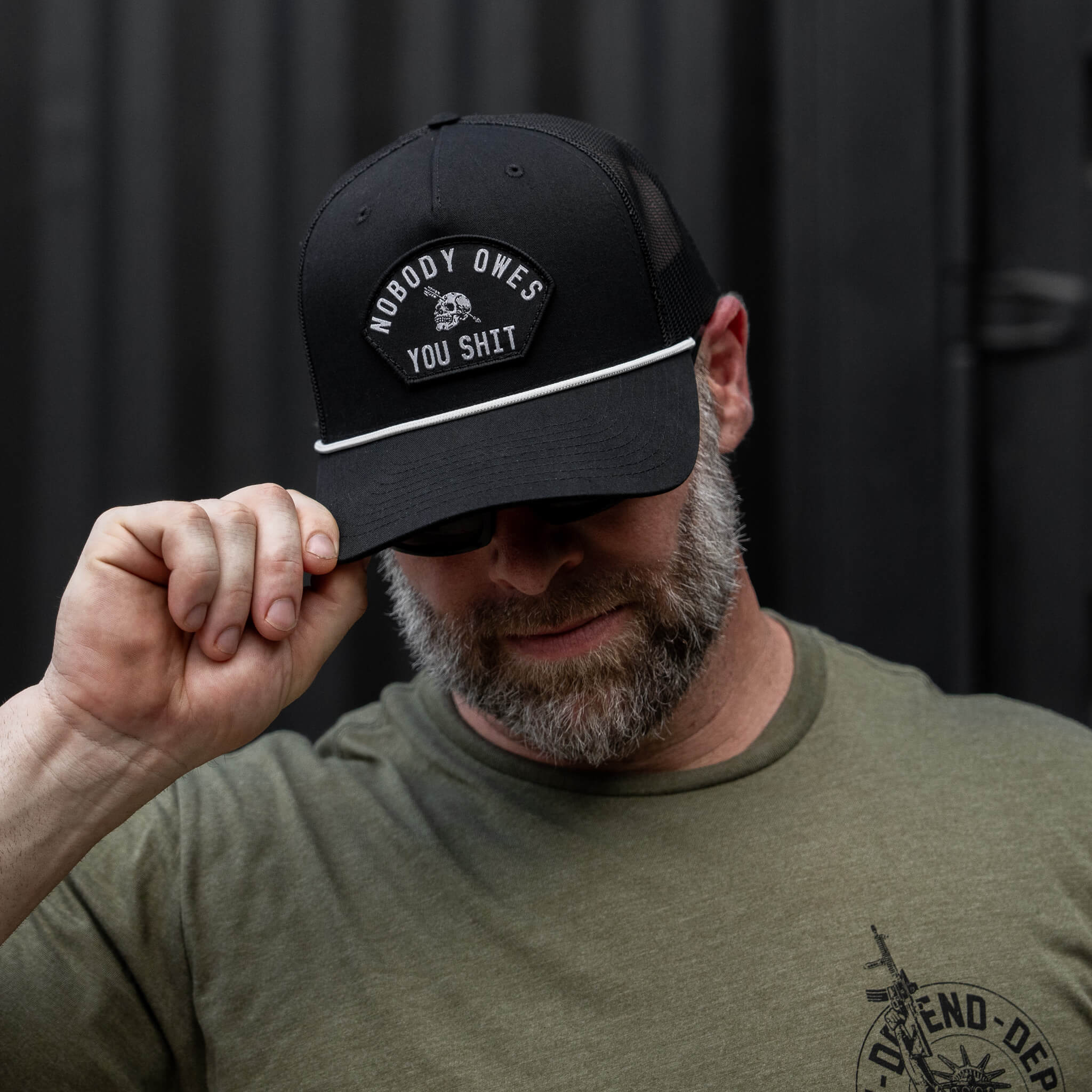Nobody Owes You Shit Skull Arched Patch Rope Snapback - Image 6