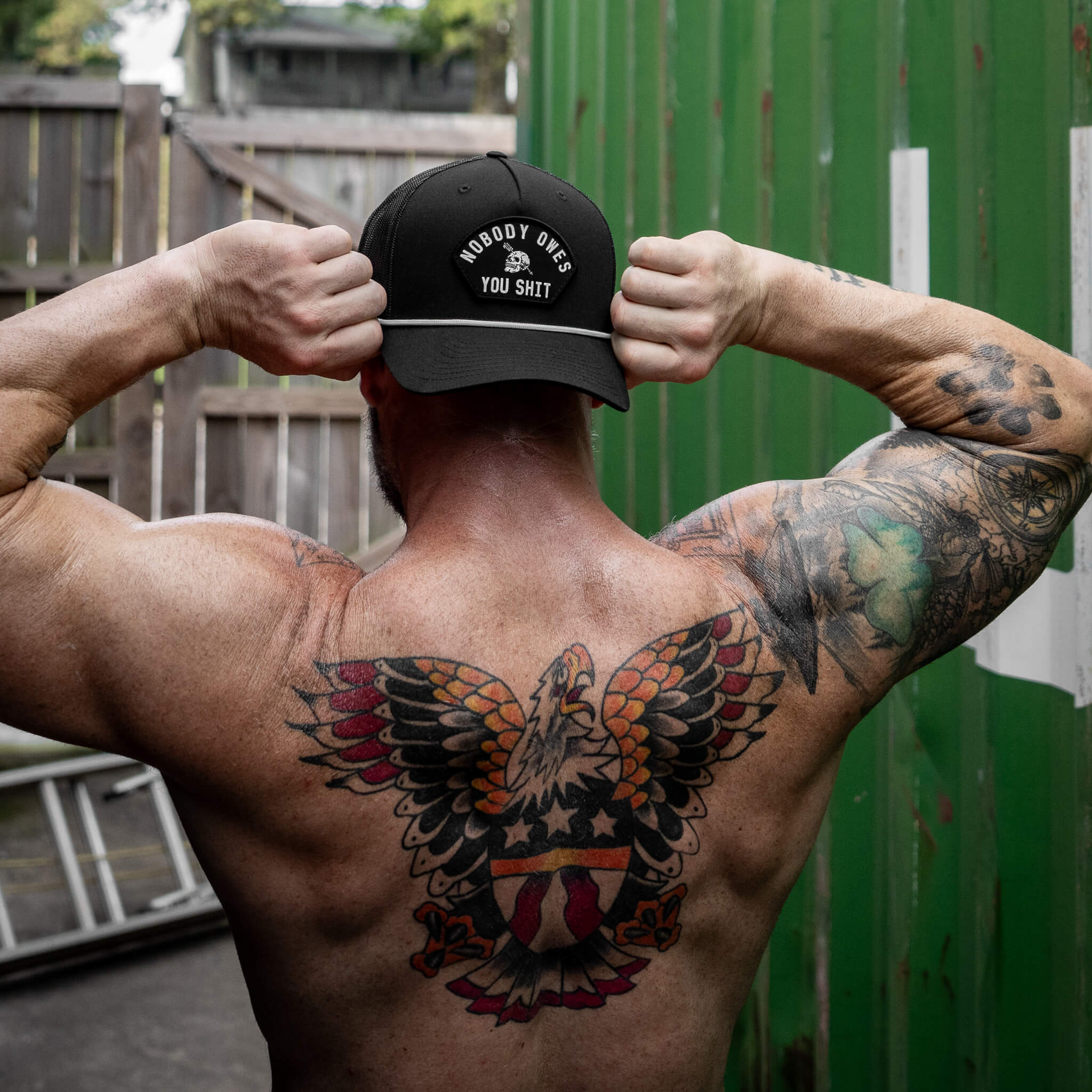 Nobody Owes You Shit Skull Arched Patch Rope Snapback - Image 9