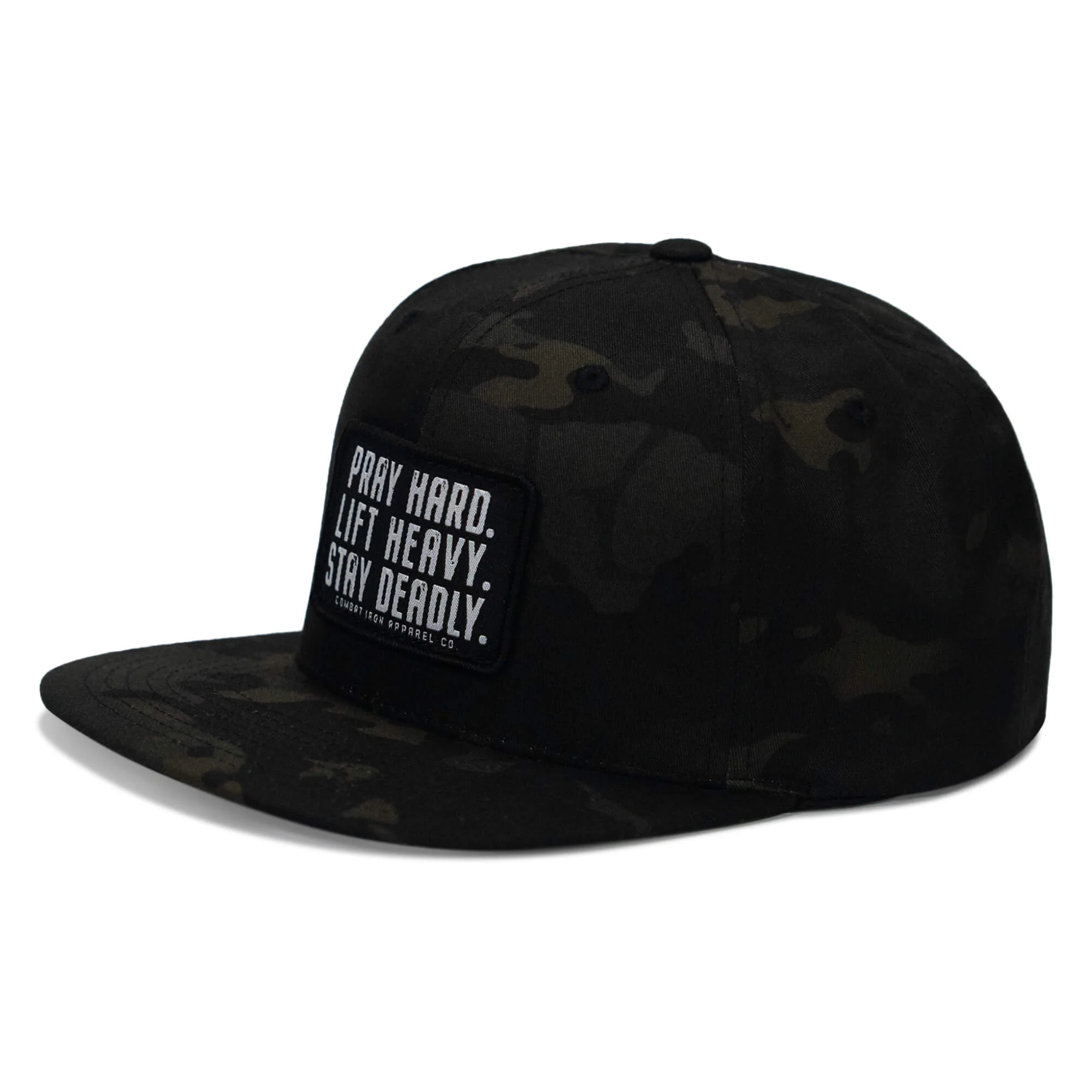 Pray Hard. Lift Heavy. Stay Deadly. Flat Bill SnapBack Hat - Image 5