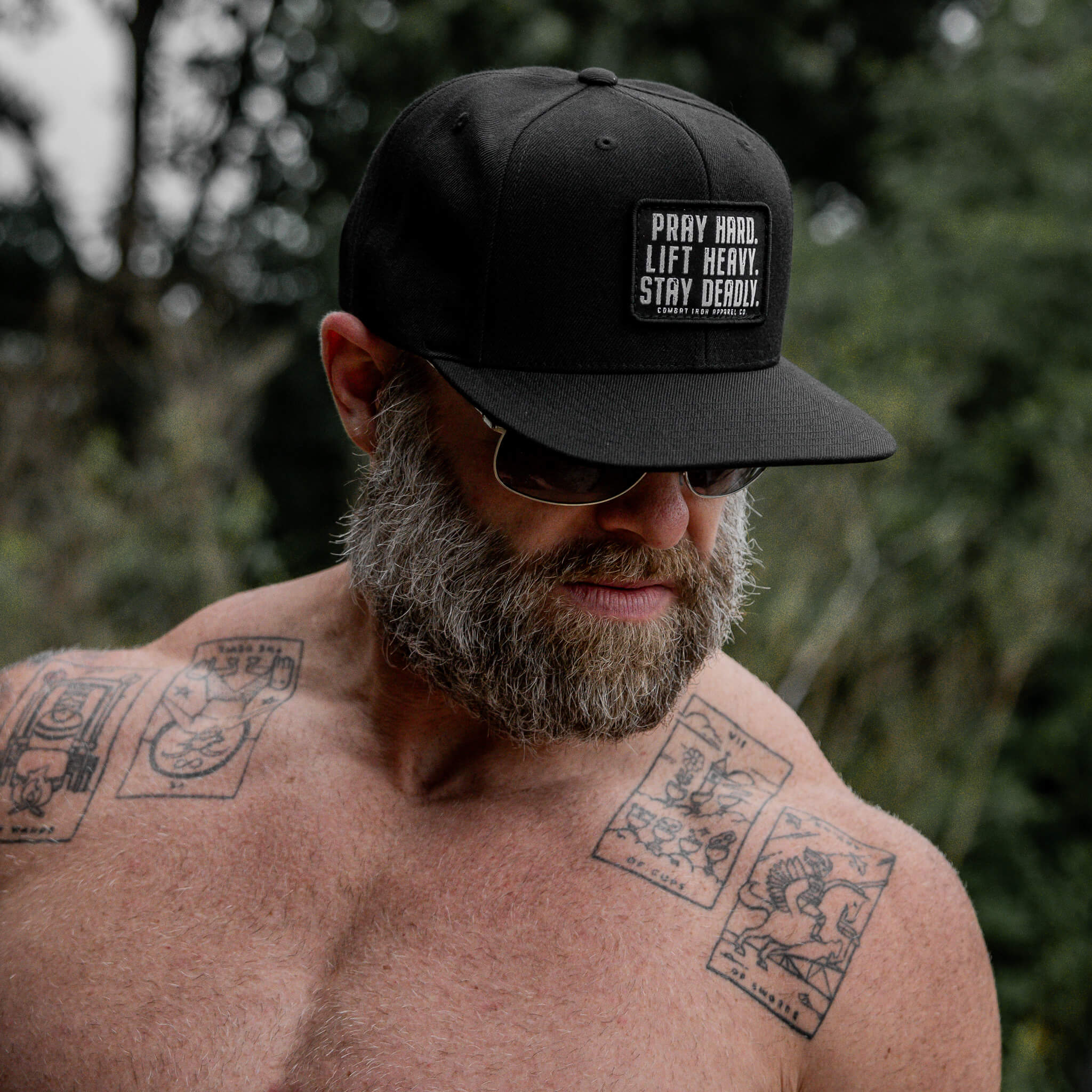 Pray Hard. Lift Heavy. Stay Deadly. Flat Bill SnapBack Hat - Image 9