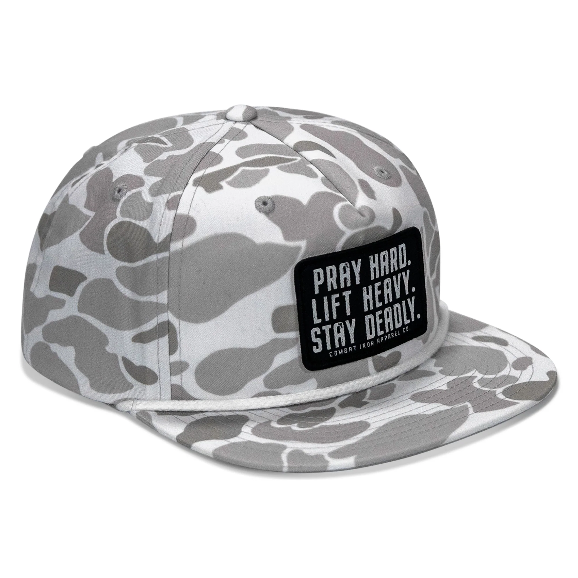 Pray Hard. Lift Heavy. Stay Deadly Patch Flatbill Hat - Image 3