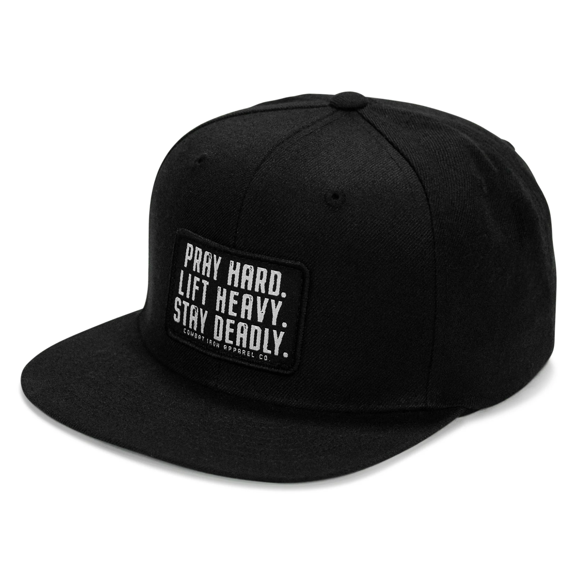 Pray Hard. Lift Heavy. Stay Deadly Patch Flatbill Hat - Image 7