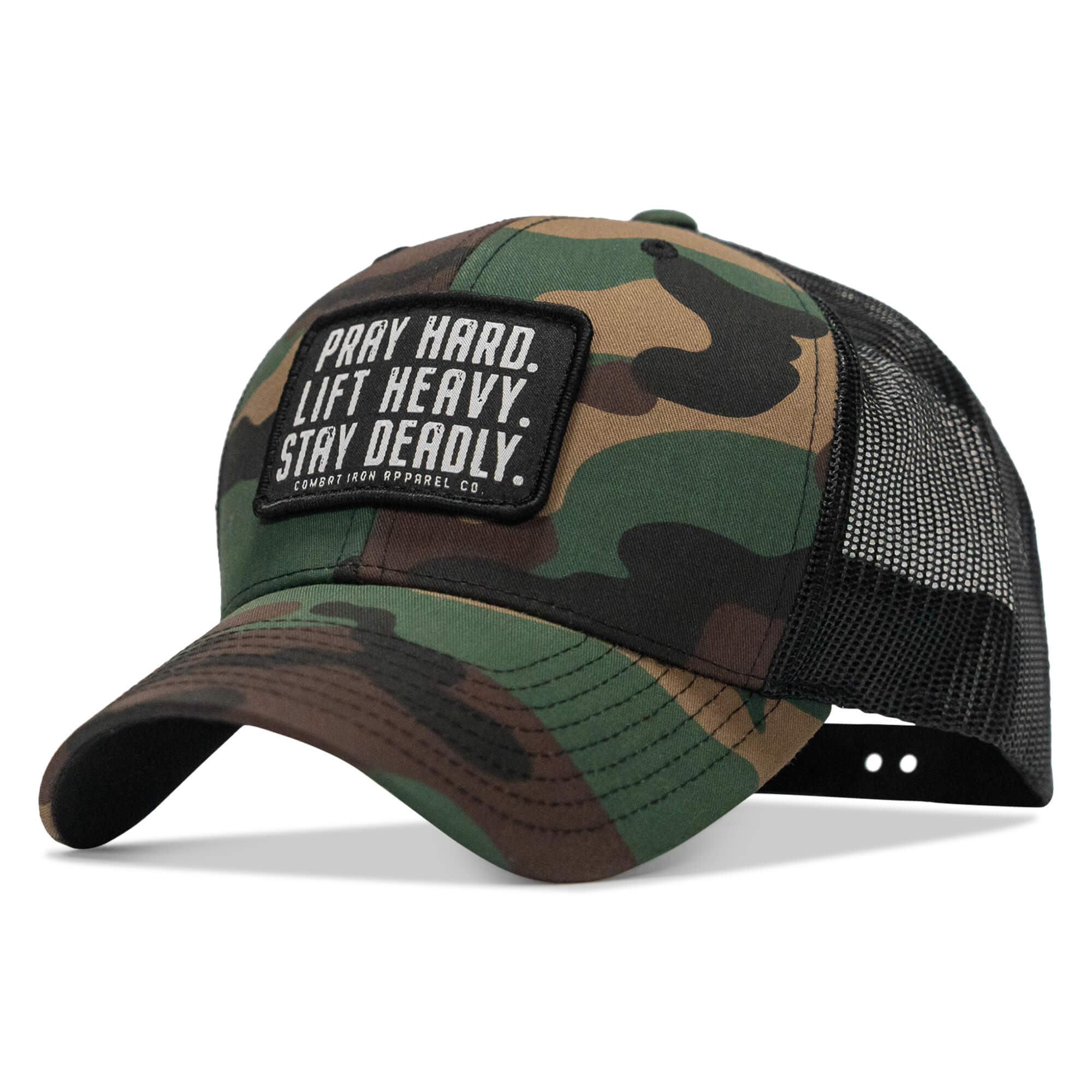 Pray Hard. Lift Heavy. Stay Deadly. Patch Snapback - Image 3