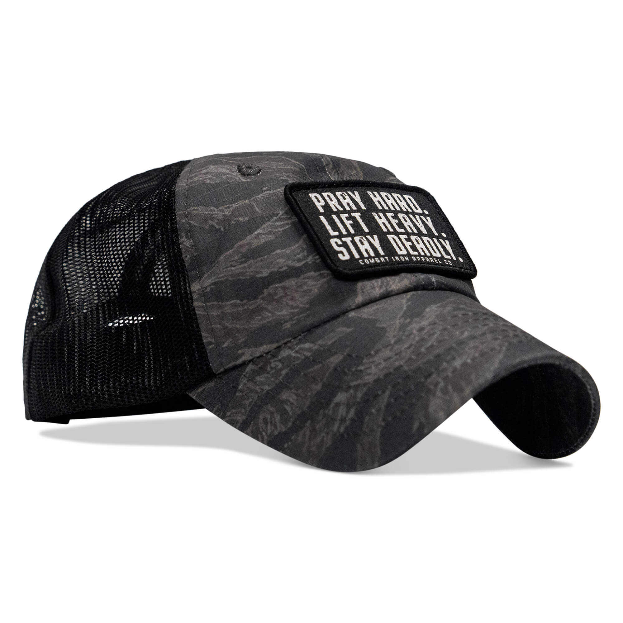 Pray Hard. Lift Heavy. Stay Deadly. Patch Tactical Ripstop Mesh Snapback Hat - Image 12
