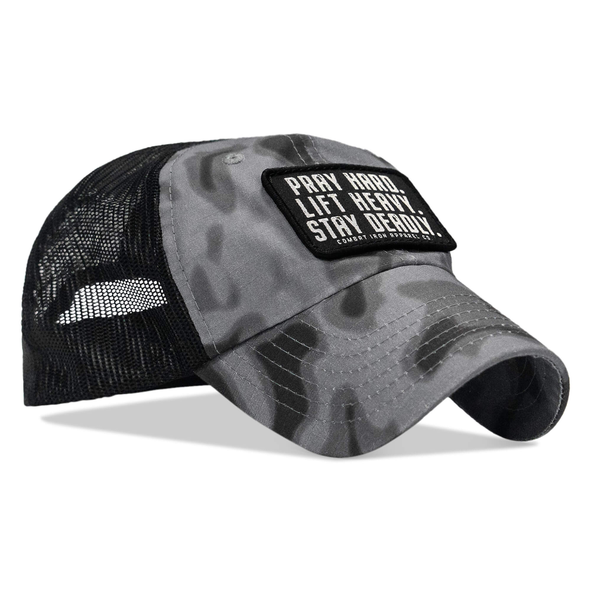 Pray Hard. Lift Heavy. Stay Deadly. Patch Tactical Ripstop Mesh Snapback Hat - Image 19