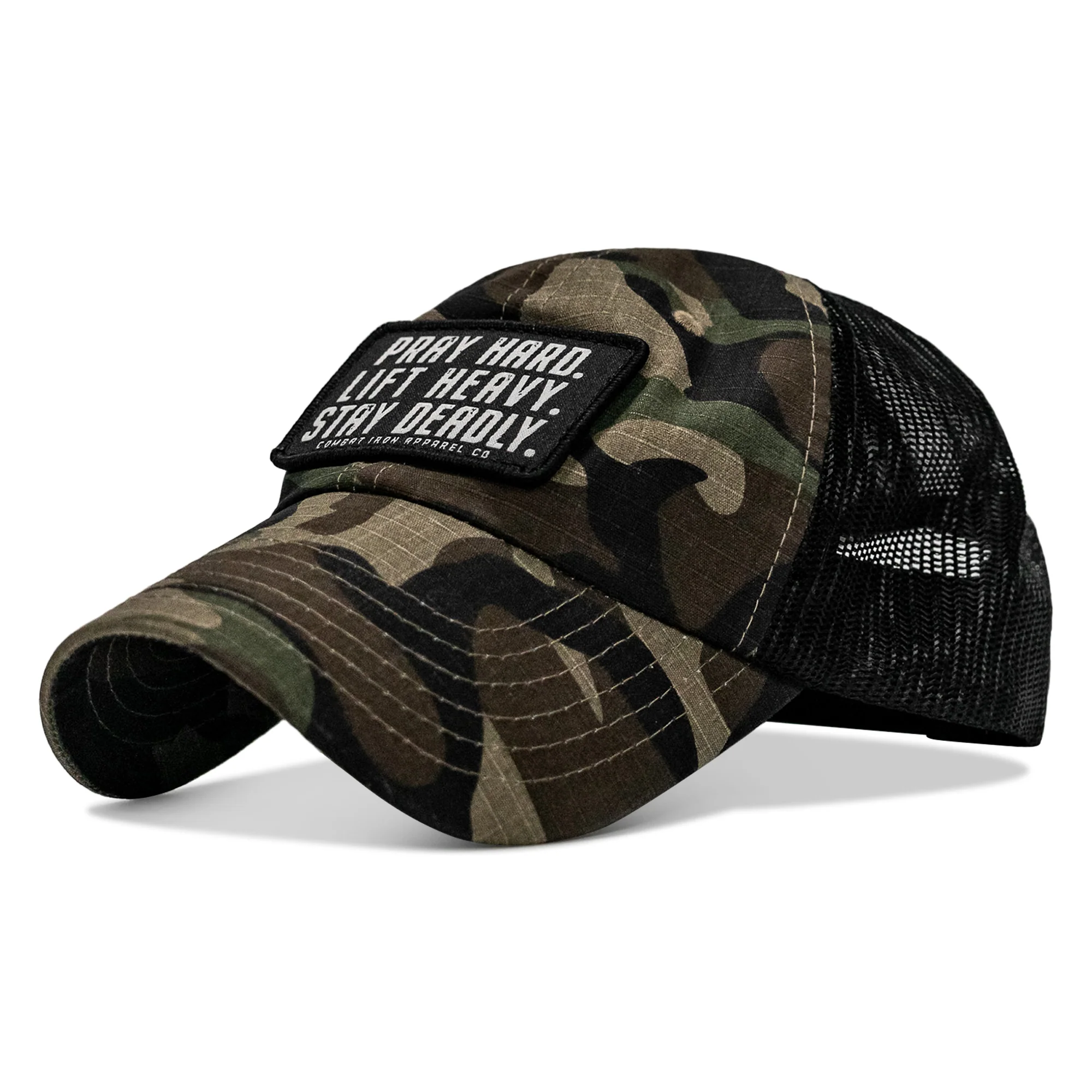 Pray Hard. Lift Heavy. Stay Deadly. Patch Tactical Ripstop Mesh Snapback Hat - Image 31