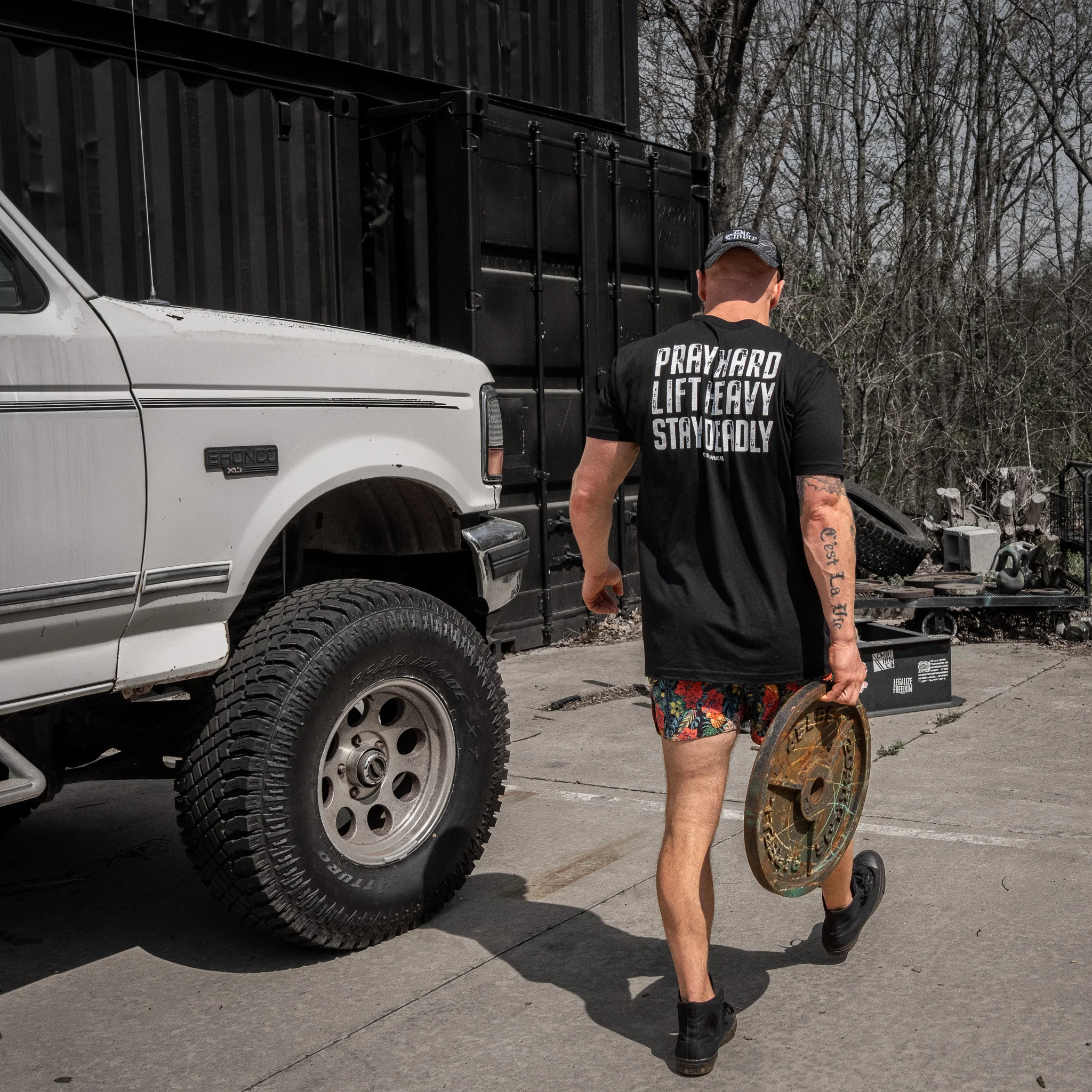 Pray Hard. Lift Heavy. Stay Deadly. V2 Men's T-Shirt - Image 5