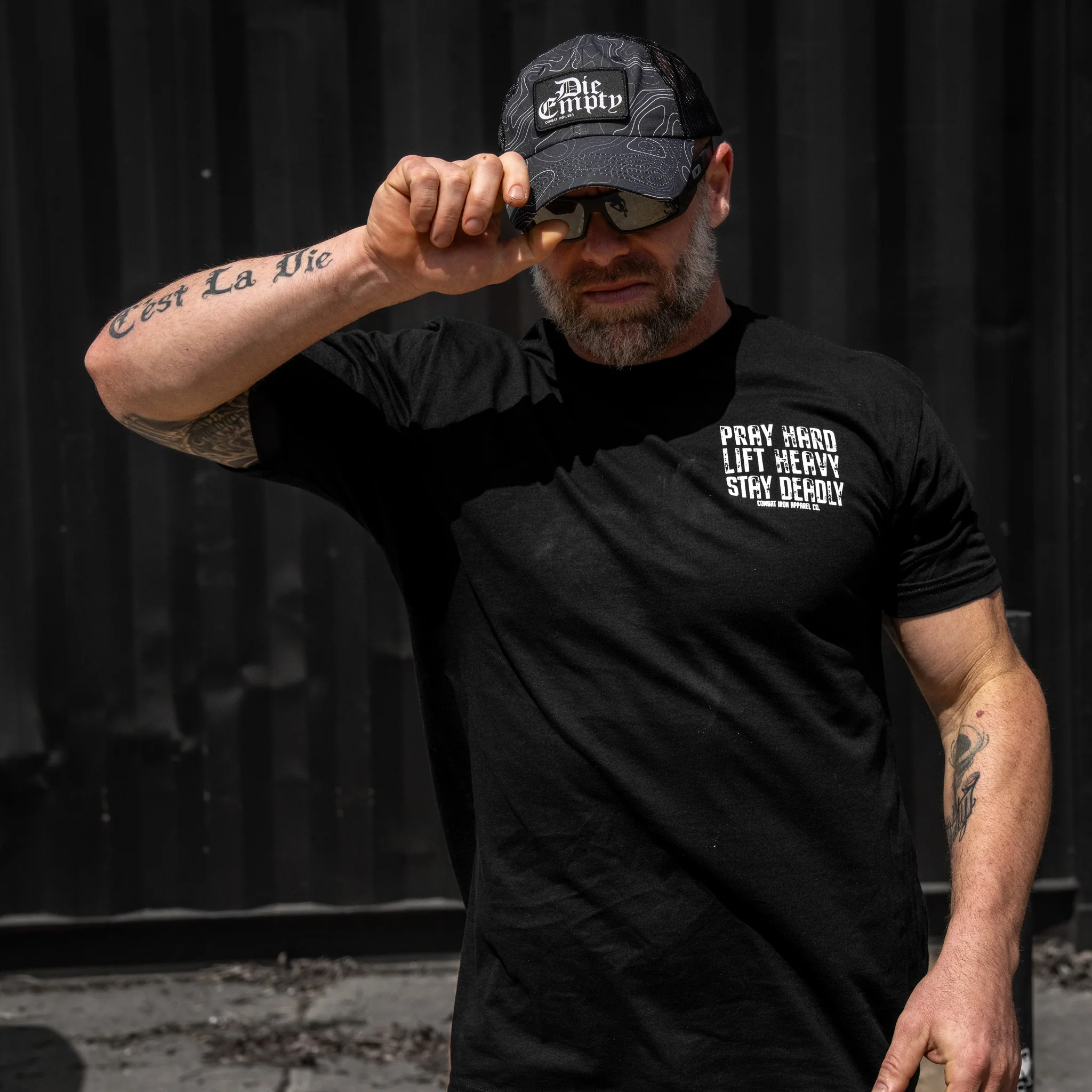 Pray Hard. Lift Heavy. Stay Deadly. V2 Men's T-Shirt - Image 6