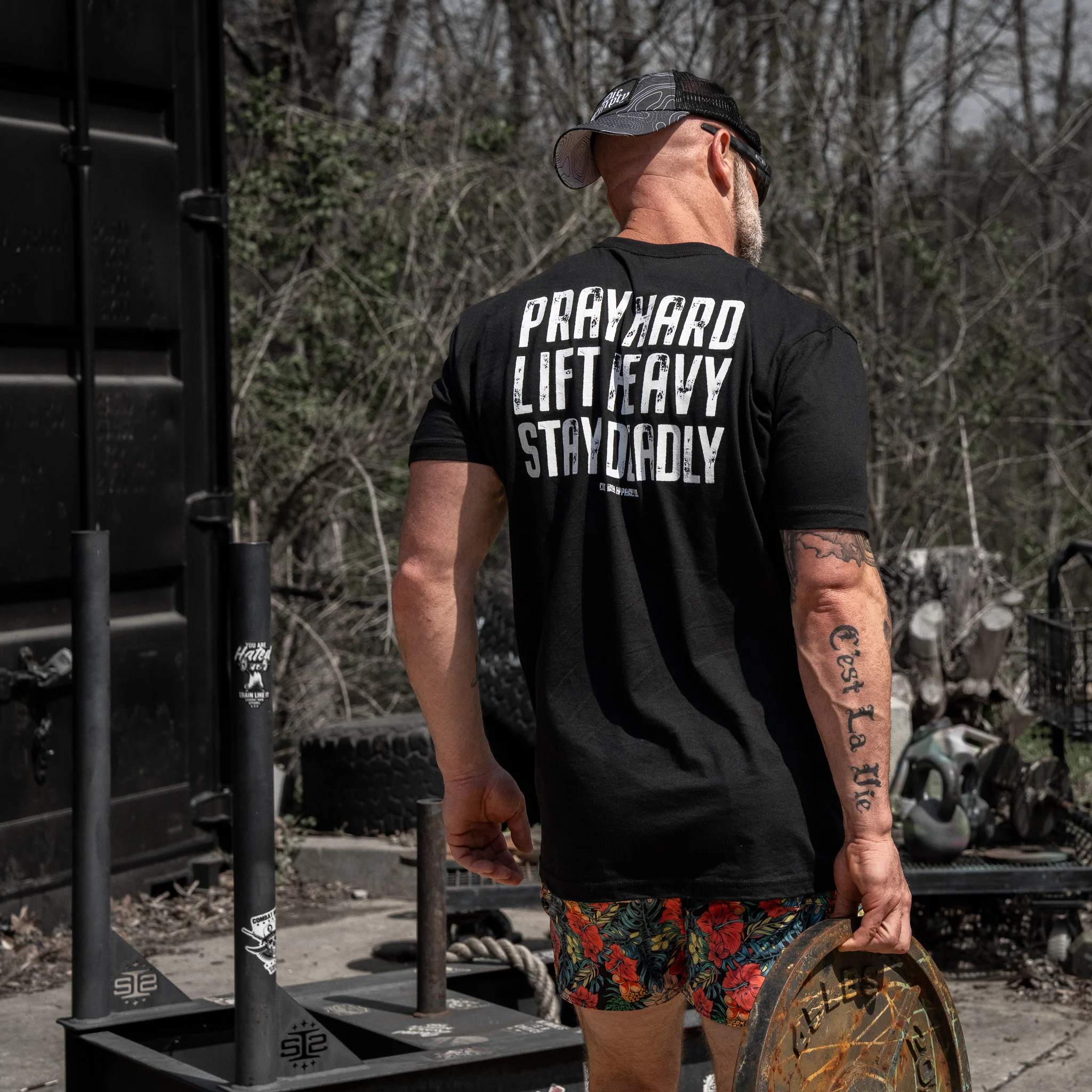 Pray Hard. Lift Heavy. Stay Deadly. V2 Men's T-Shirt - Image 7