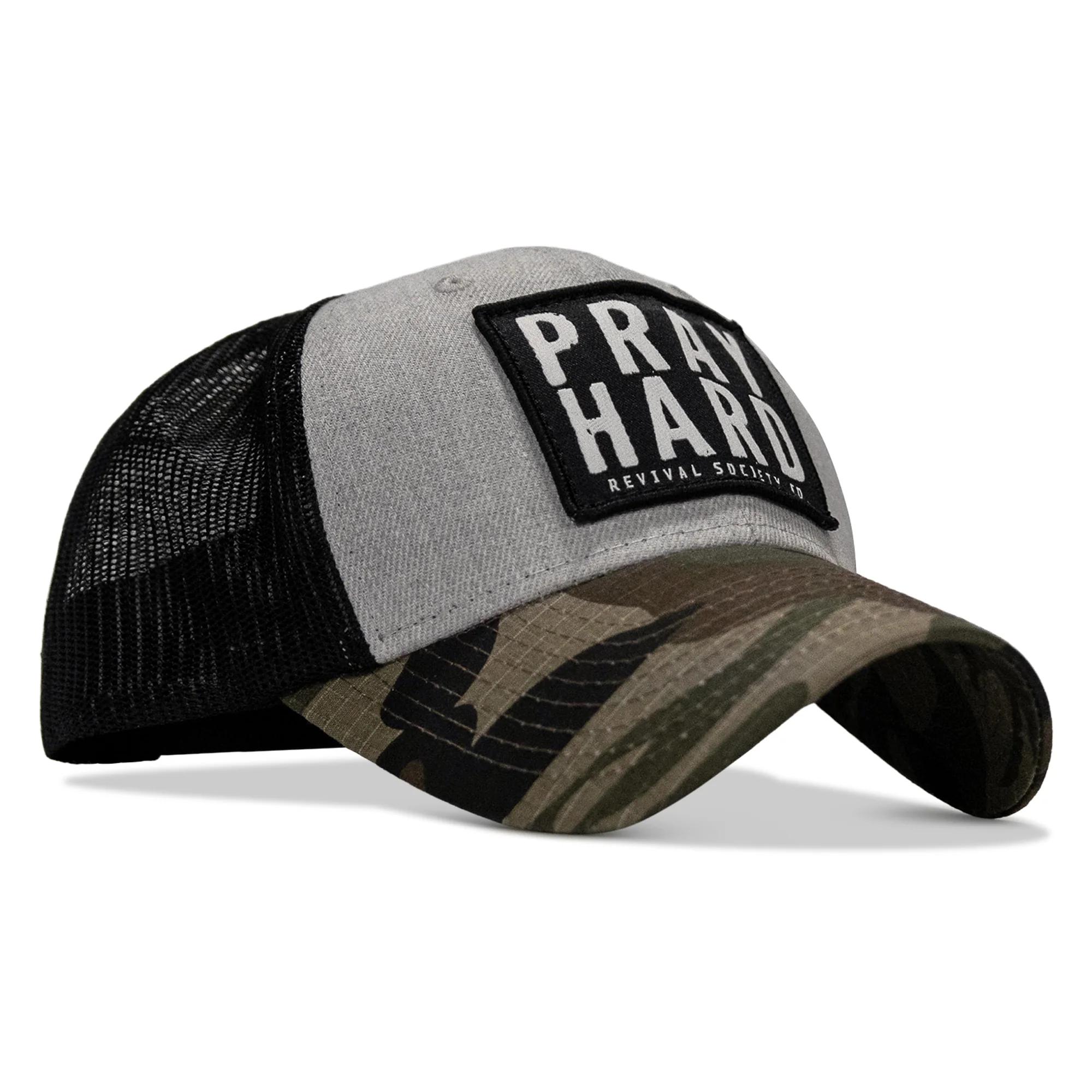 Pray Hard Patch Original Ripstop Snapback Hat - Image 4