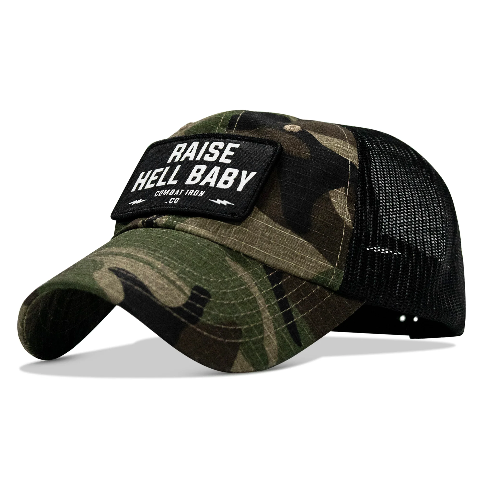 Raise Hell Baby Patch Tactical Ripstop Mesh Snapback Hat - Image 2
