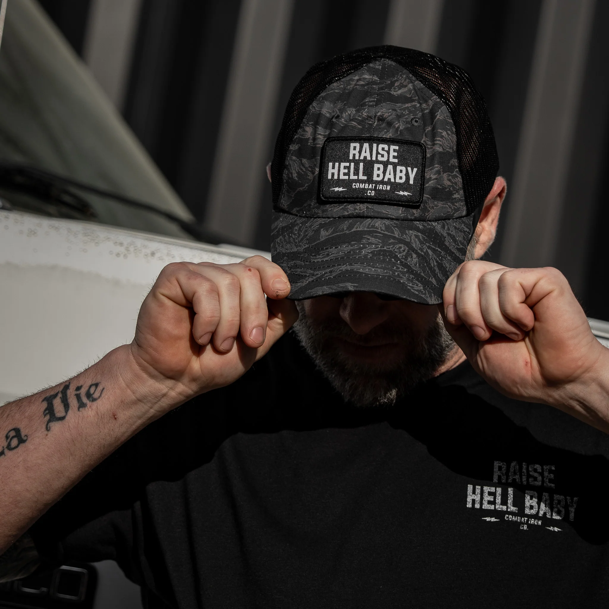 Raise Hell Baby Patch Tactical Ripstop Mesh Snapback Hat - Image 21