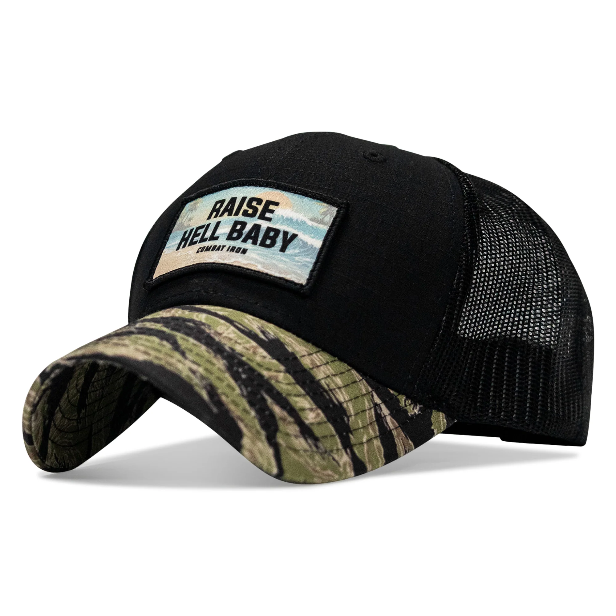 Raise Hell Baby Sunset Patch Original Ripstop Snapback Hat - Image 3