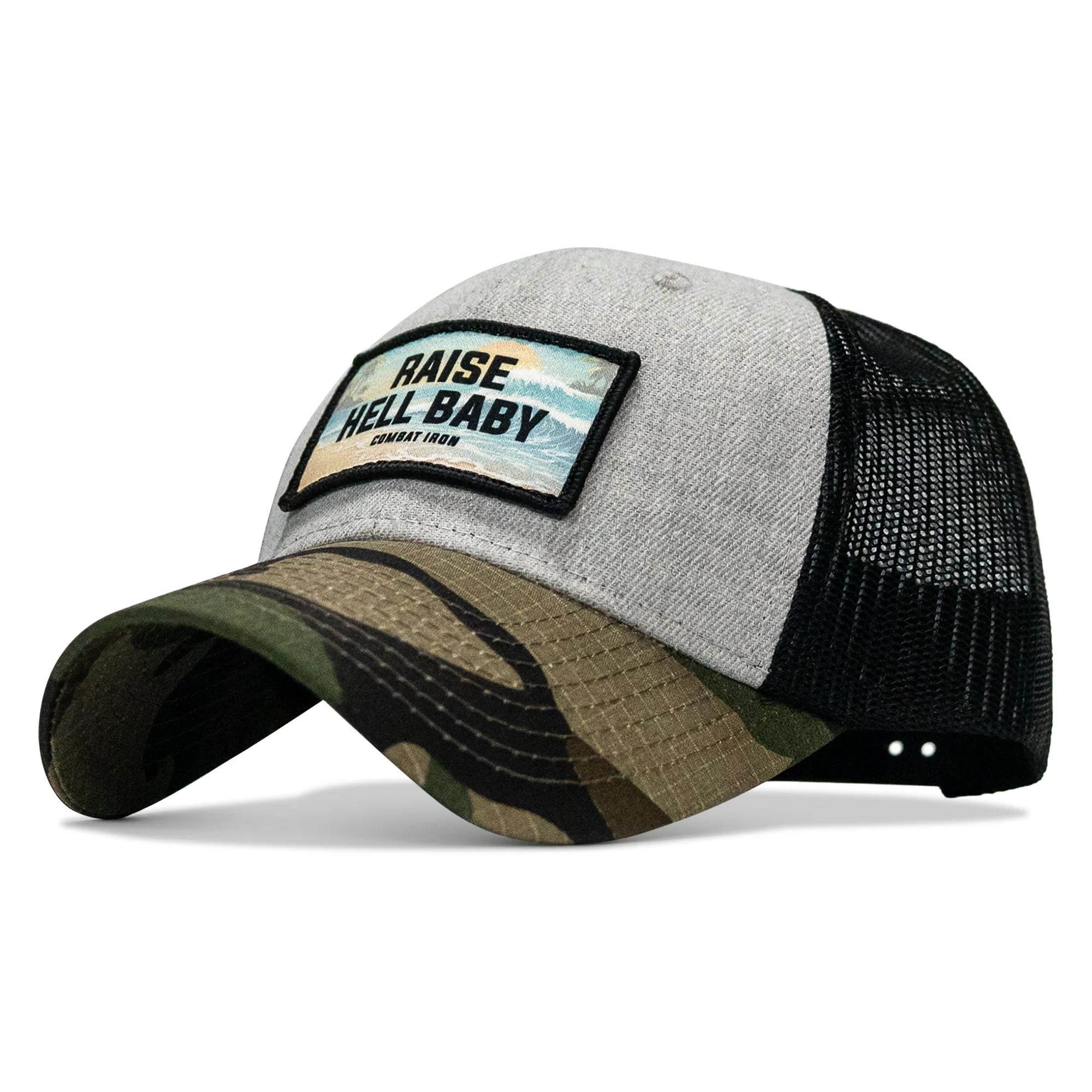Raise Hell Baby Sunset Patch Original Ripstop Snapback Hat - Image 31