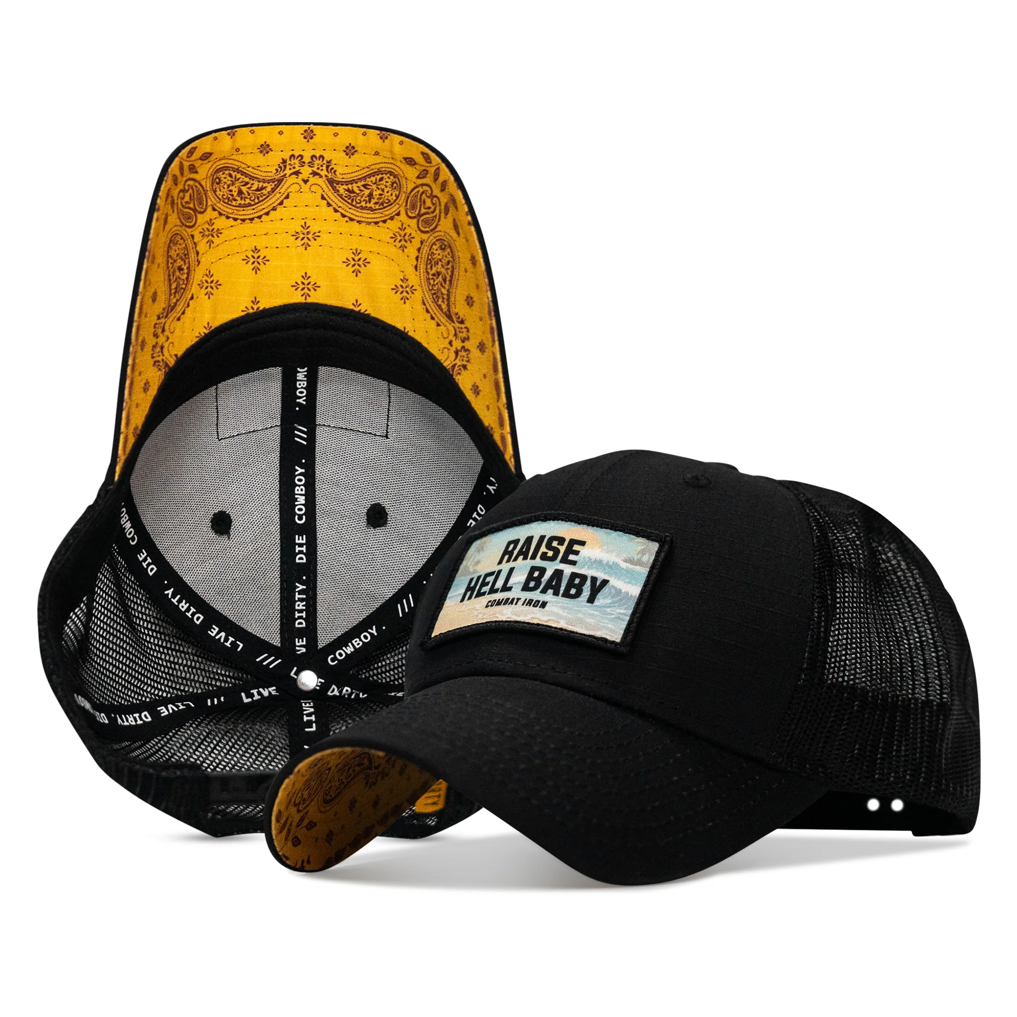 Raise Hell Baby Sunset Patch Original Ripstop Snapback Hat - Image 9