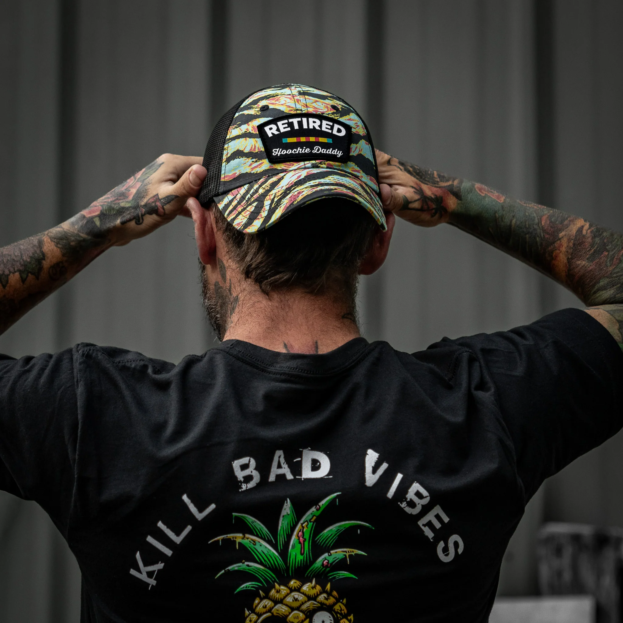 Retired Hoochie Daddy Veteran Patch Ripstop Tactical Mesh Snapback Hat - Image 32