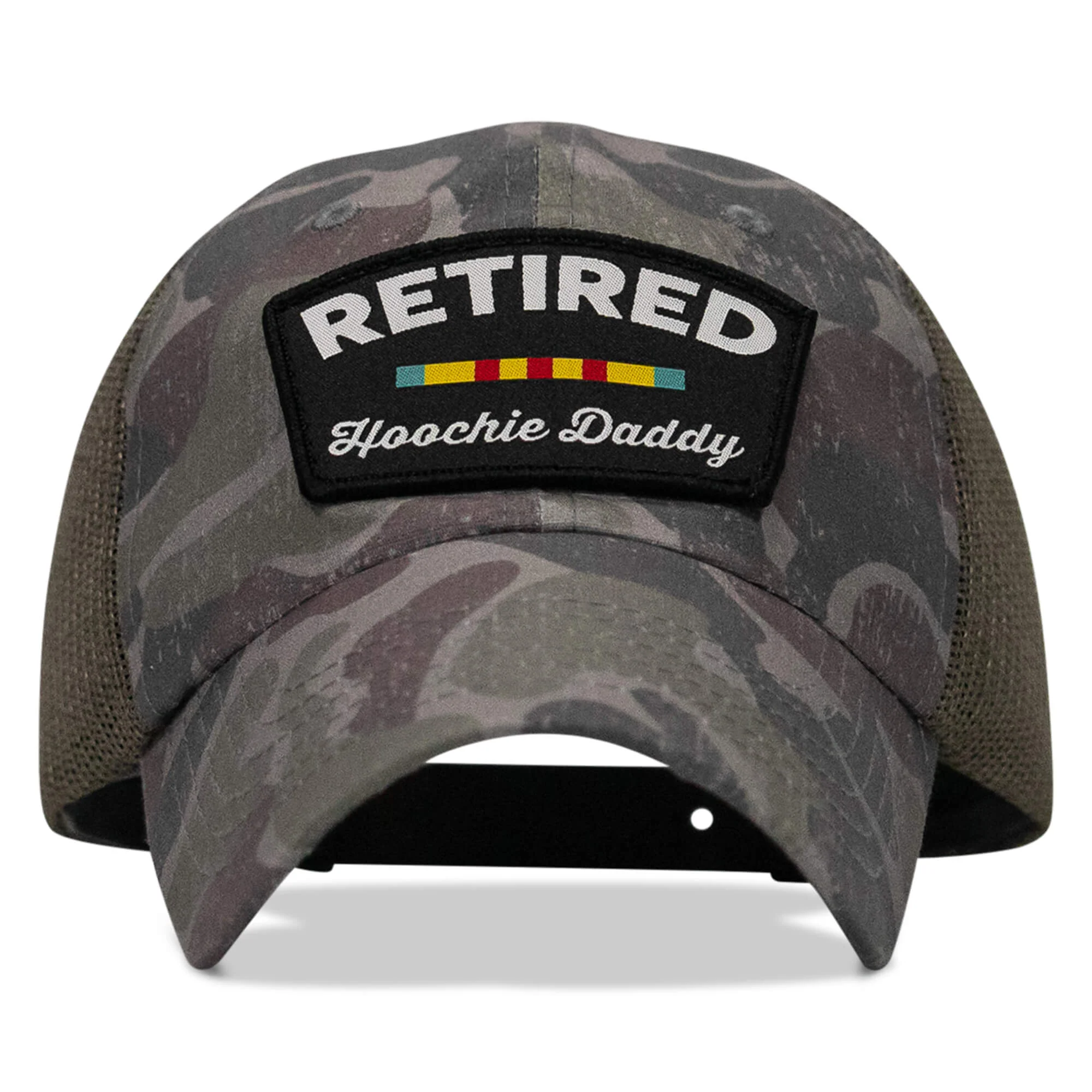 Retired Hoochie Daddy Veteran Patch Ripstop Tactical Mesh Snapback Hat - Image 9