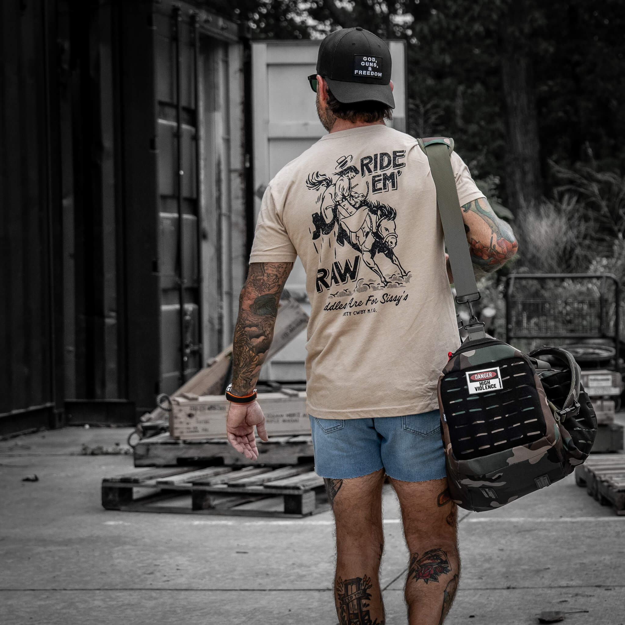 Ride 'Em Raw Saddles Are For Sissy's Men's T-Shirt - Image 12