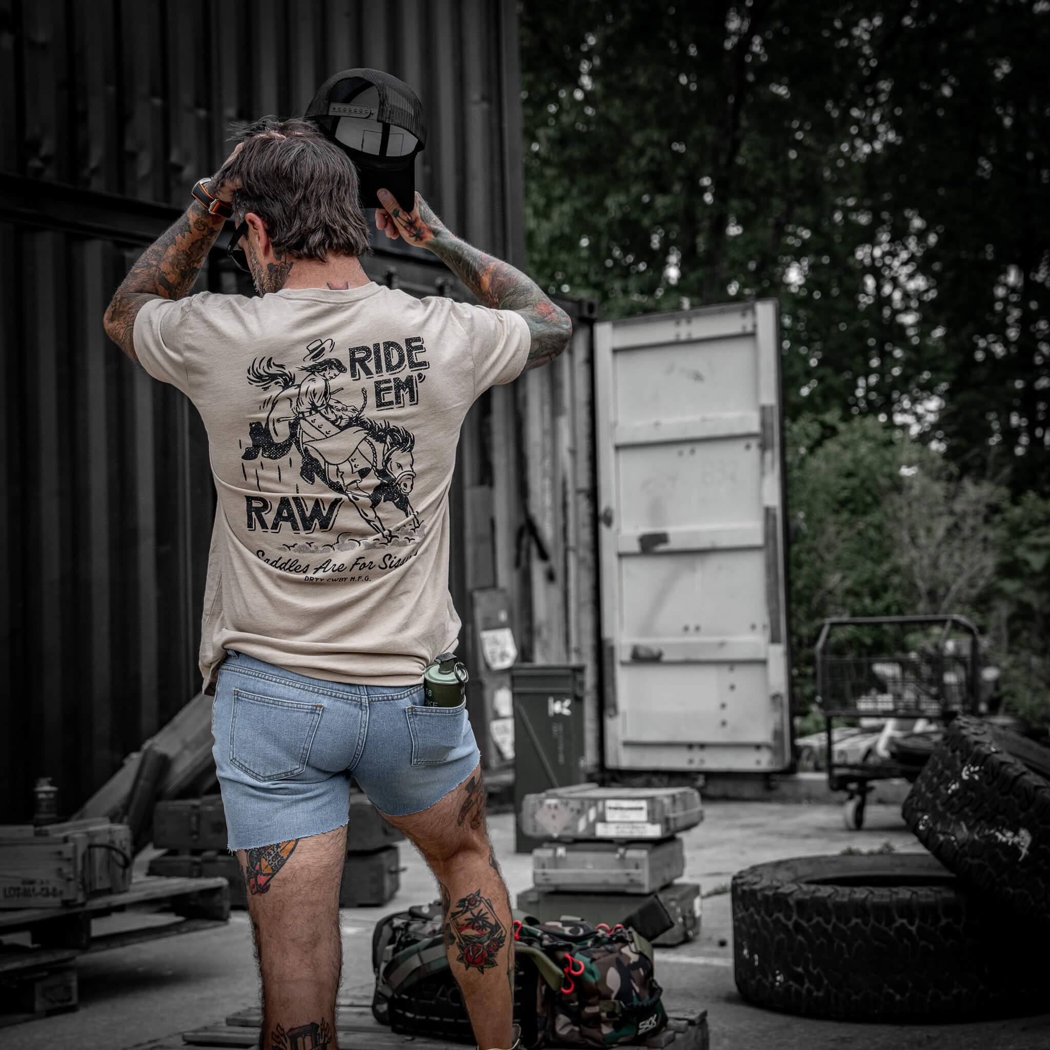 Ride 'Em Raw Saddles Are For Sissy's Men's T-Shirt - Image 15