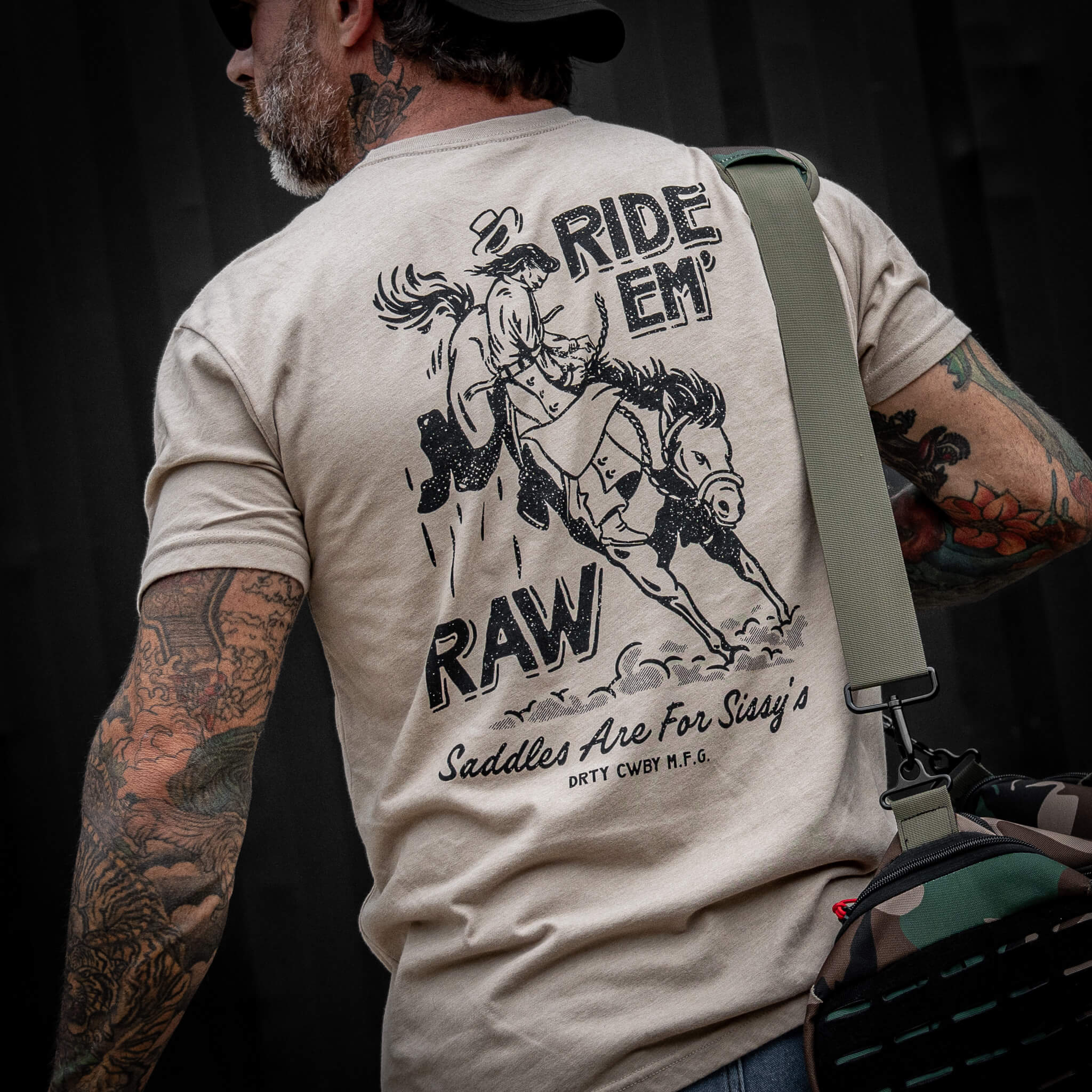 Ride 'Em Raw Saddles Are For Sissy's Men's T-Shirt - Image 21