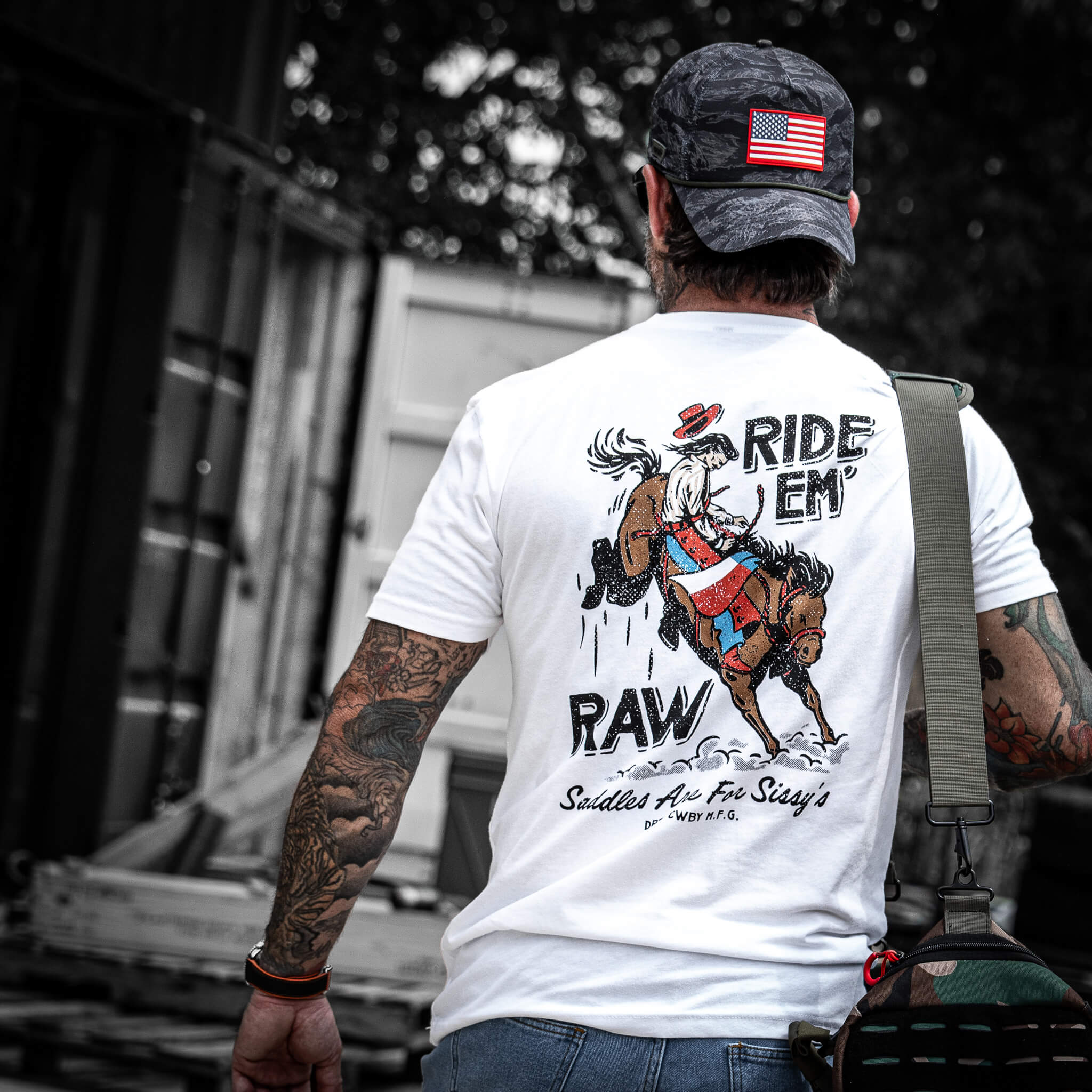 Ride 'Em Raw Saddles Are For Sissy's Men's T-Shirt - Image 6