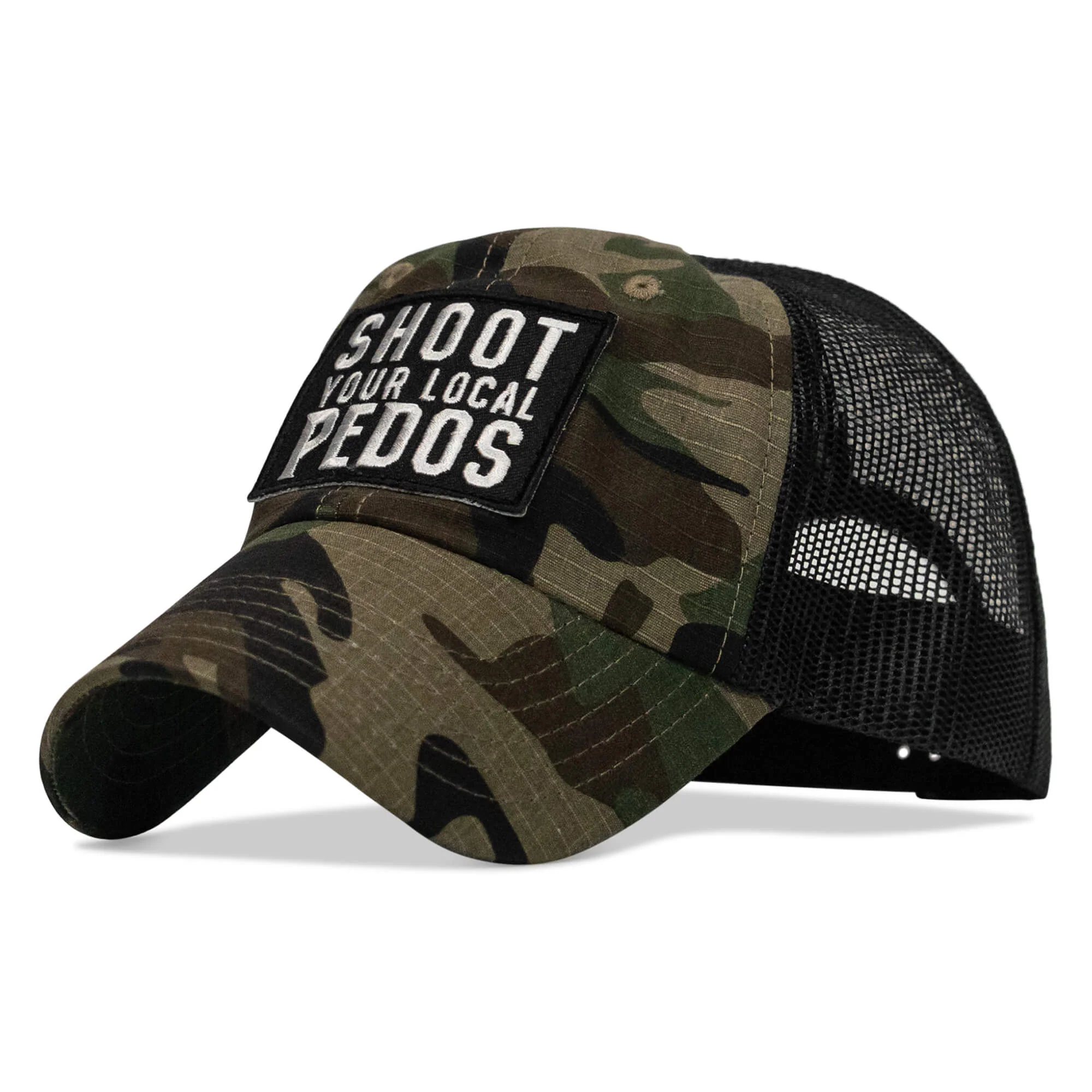 Shoot Your Local Pedos Patch Tactical Ripstop Mesh Snapback Hat - Image 3