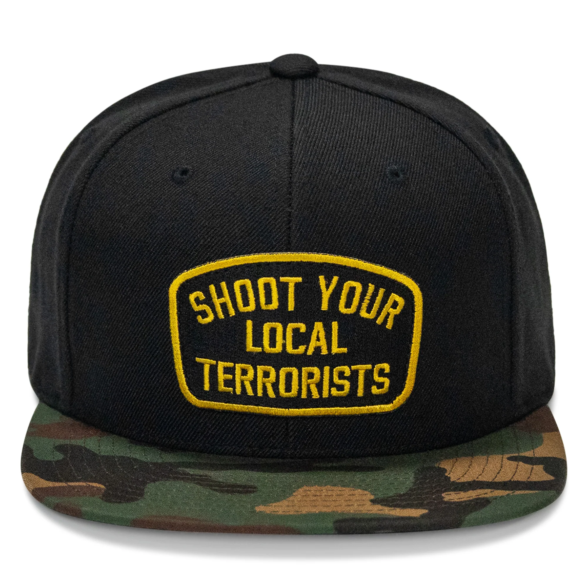 Shoot Your Local Terrorist Patch Flatbill Snapback Hat - Image 16