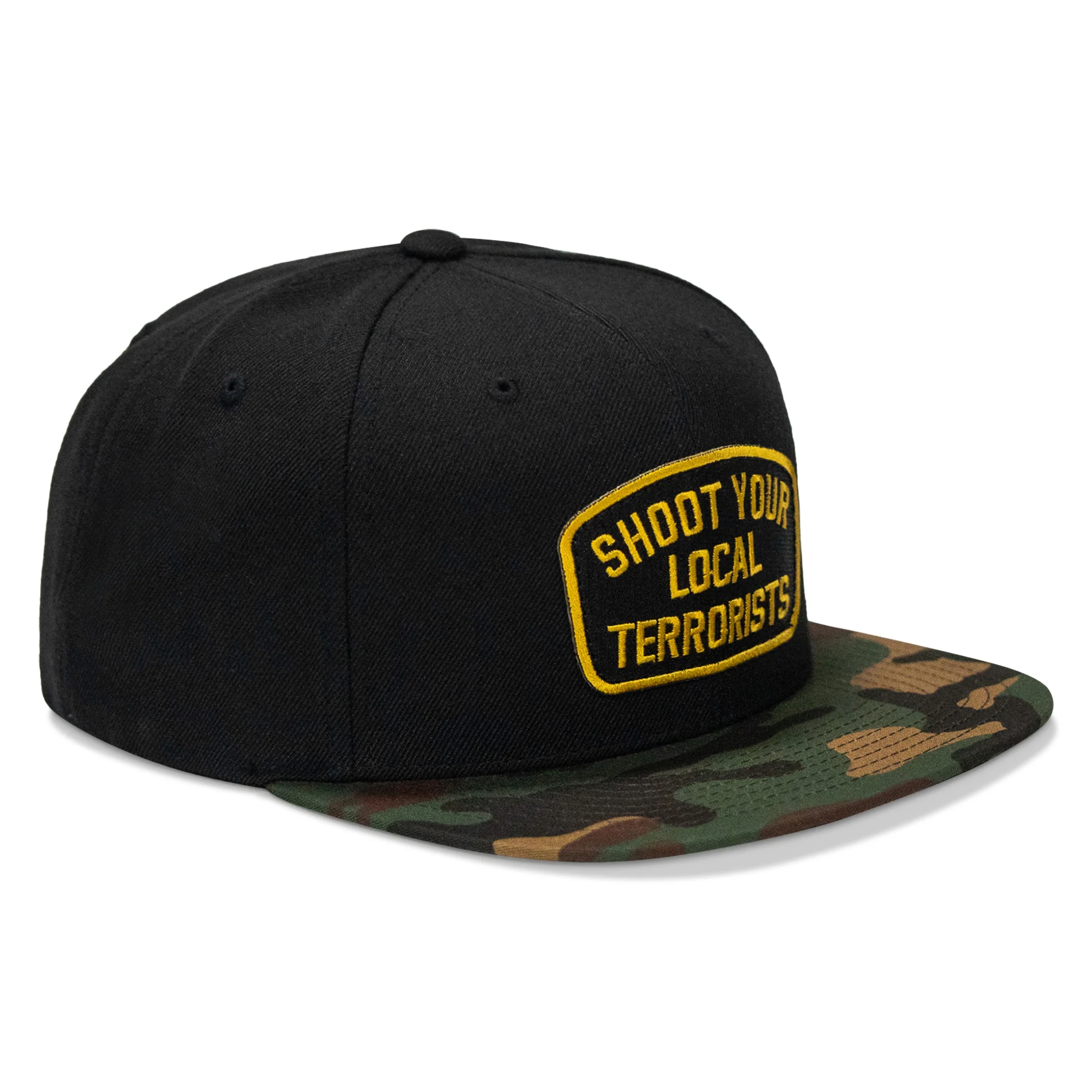 Shoot Your Local Terrorist Patch Flatbill Snapback Hat - Image 18
