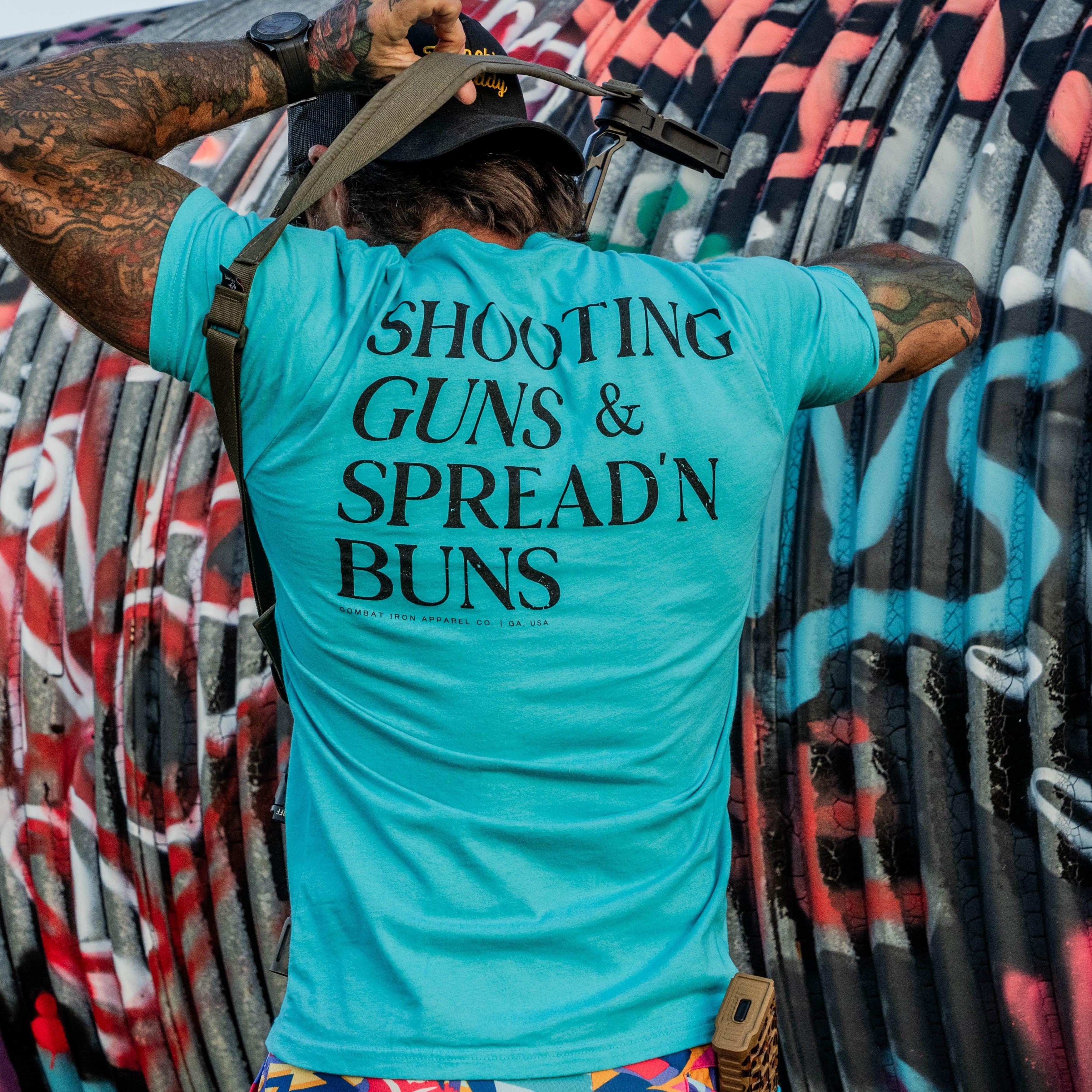 Shooting Guns & Spread'n Buns Men's T-Shirt - Image 11