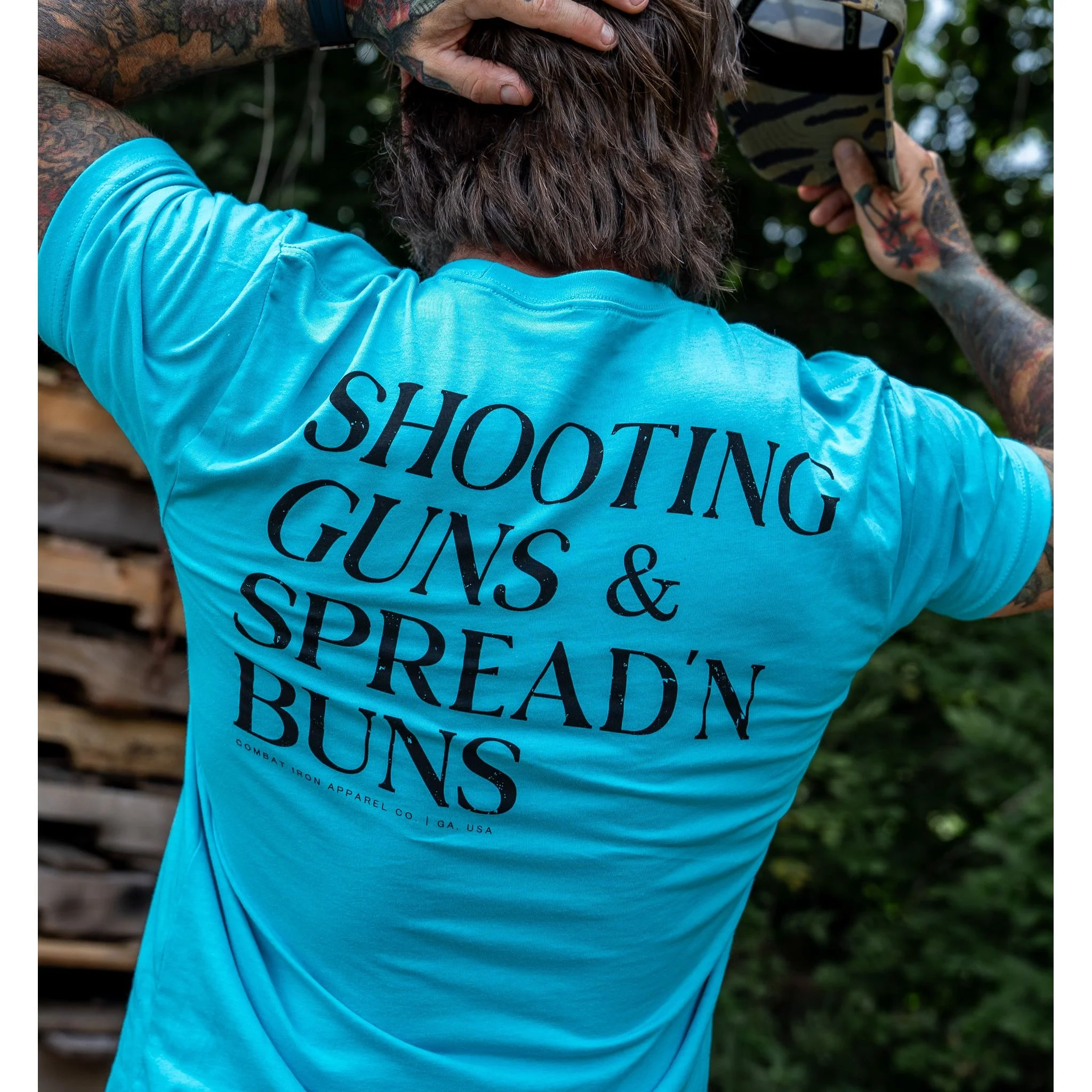 Shooting Guns & Spread'n Buns Men's T-Shirt - Image 12