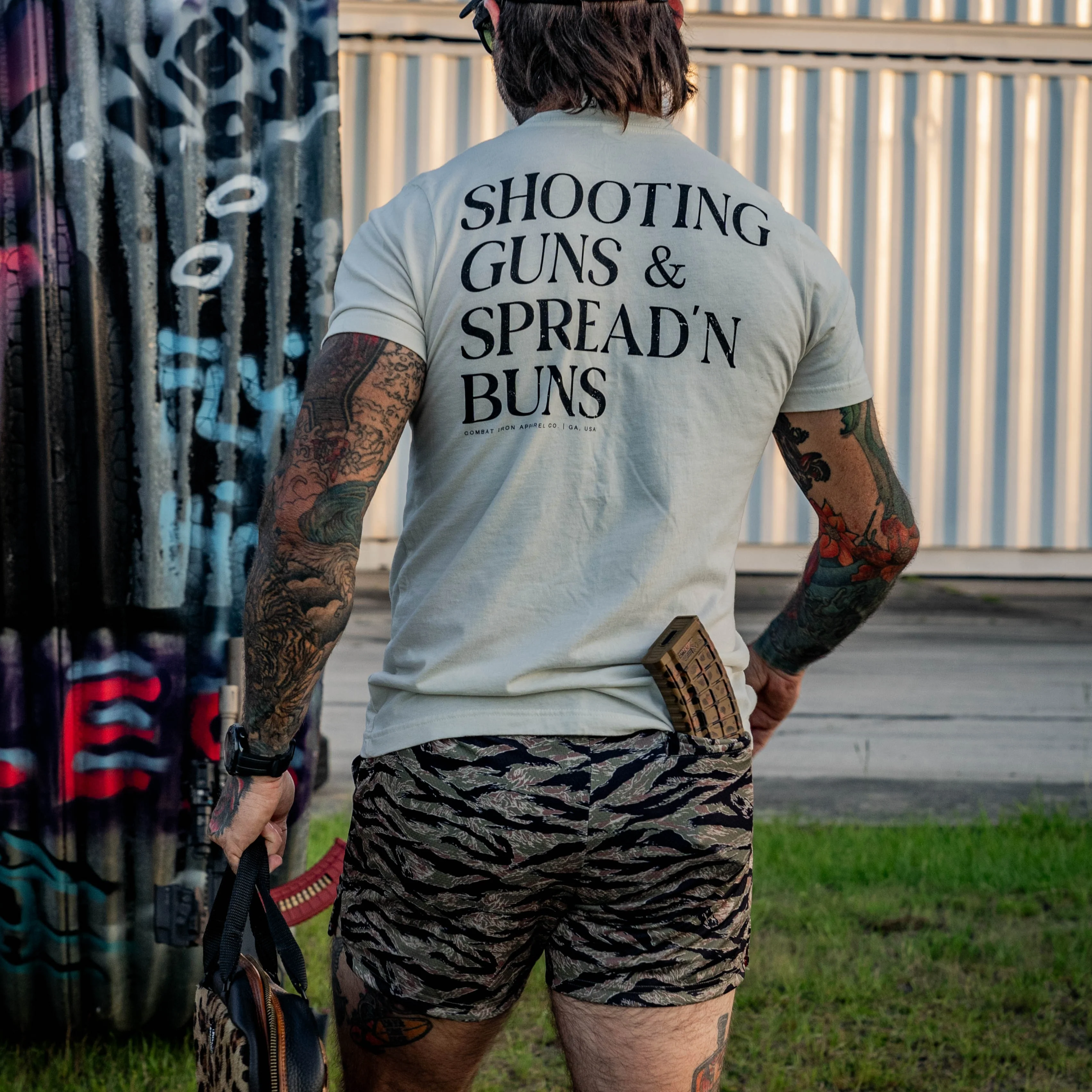 Shooting Guns & Spread'n Buns Men's T-Shirt - Image 17