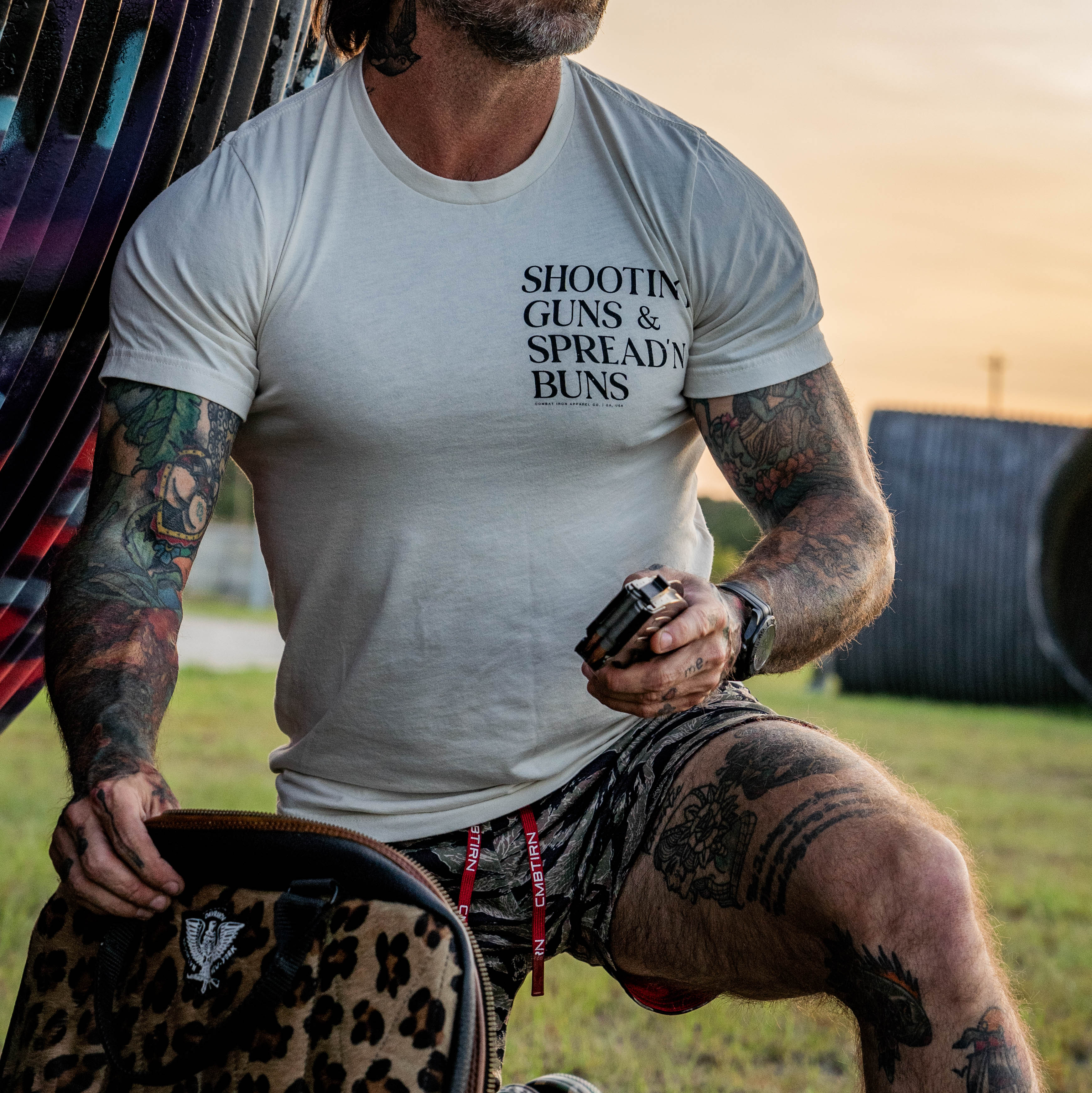 Shooting Guns & Spread'n Buns Men's T-Shirt - Image 18