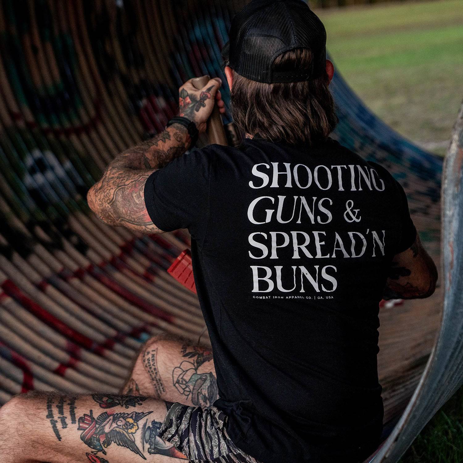 Shooting Guns & Spread'n Buns Men's T-Shirt - Image 2