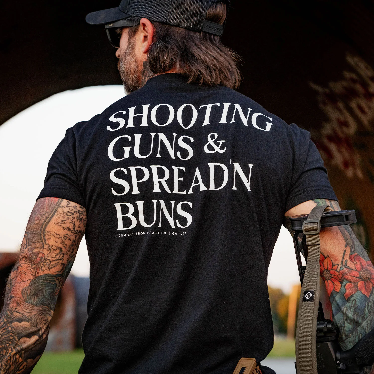 Shooting Guns & Spread'n Buns Men's T-Shirt - Image 5