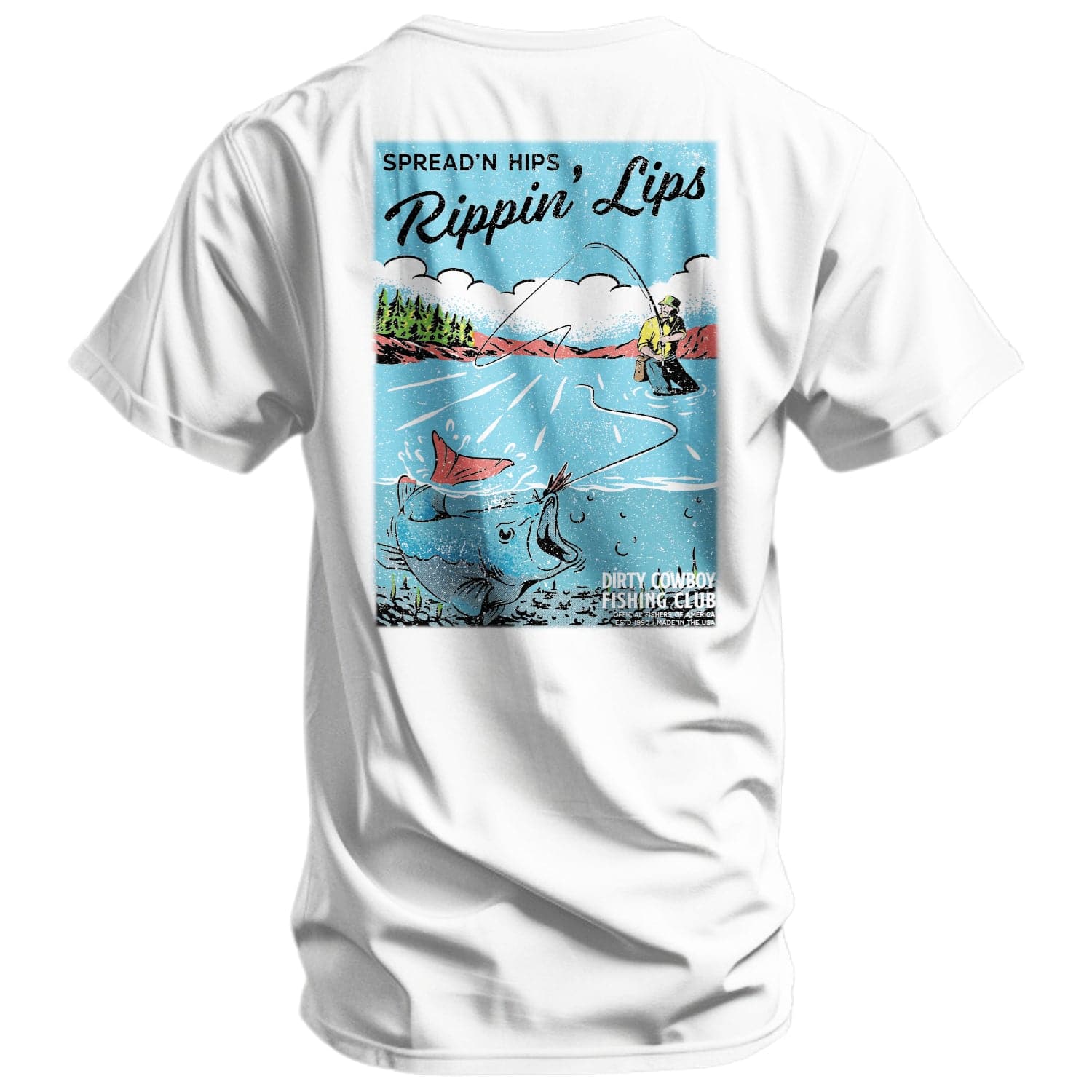 Spreadin' Hips & Rippin' Lips Fishing Club Men's T-Shirt - Image 12