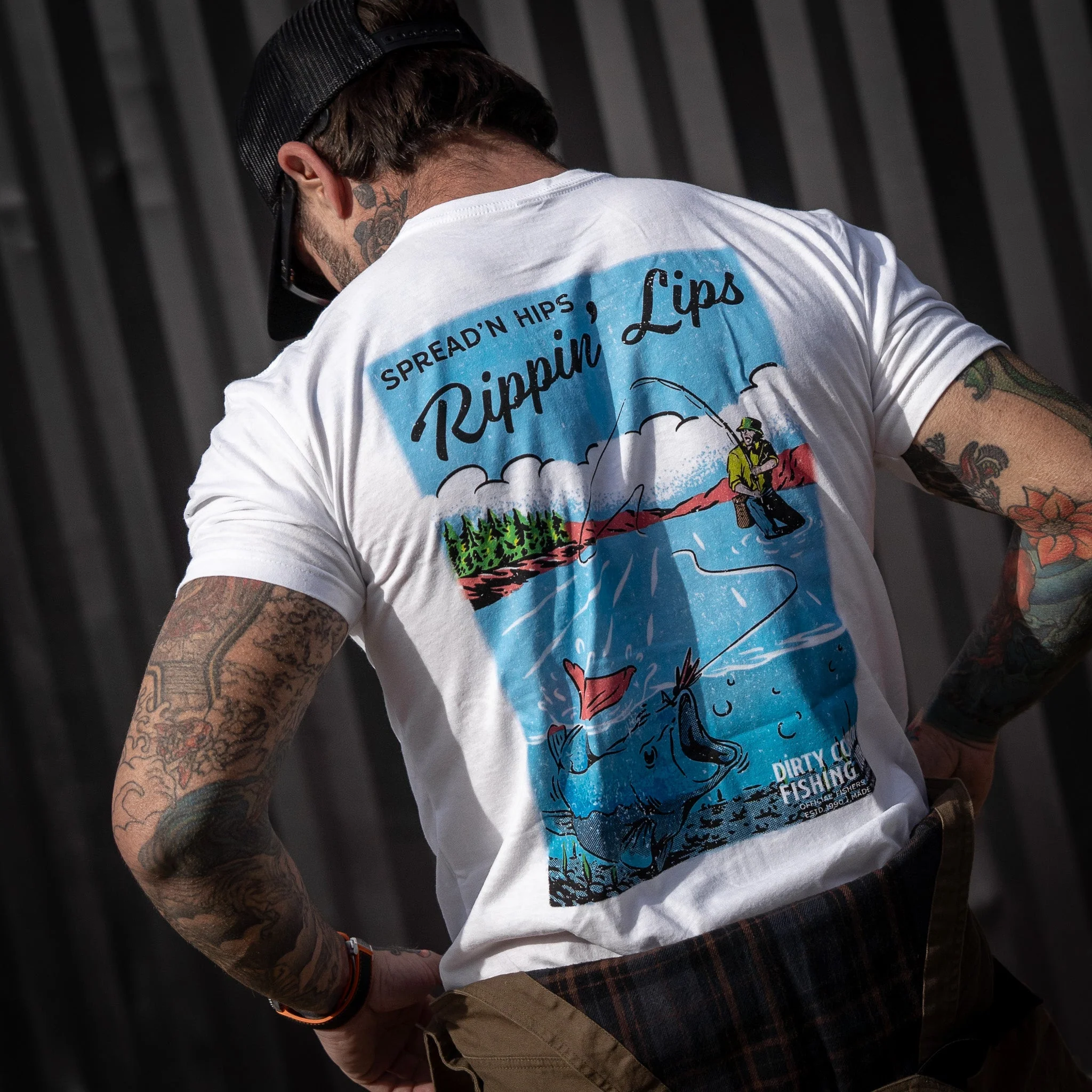 Spreadin' Hips & Rippin' Lips Fishing Club Men's T-Shirt - Image 17